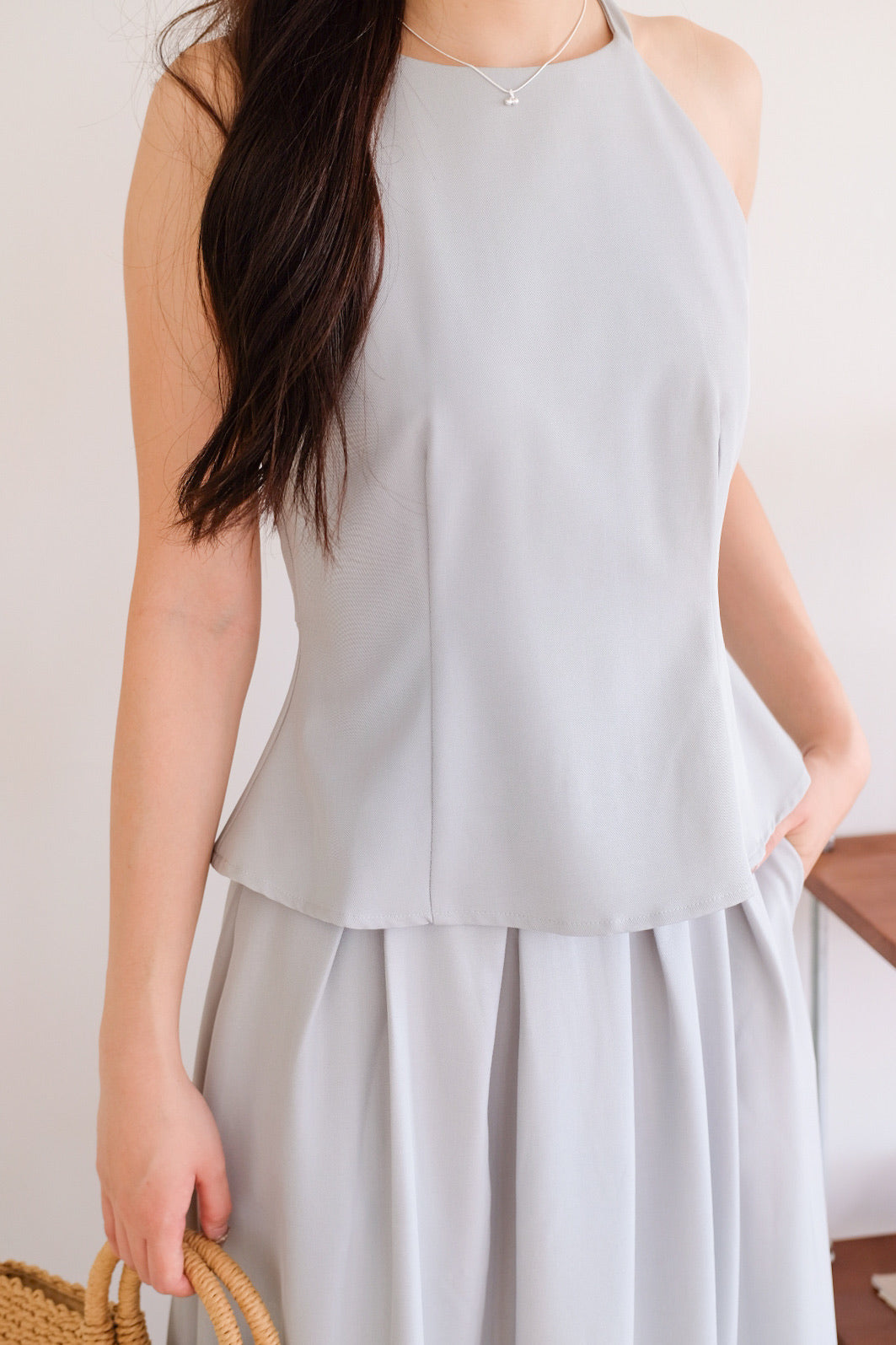 Agnes Halter Maxi Set (Nude Blue)