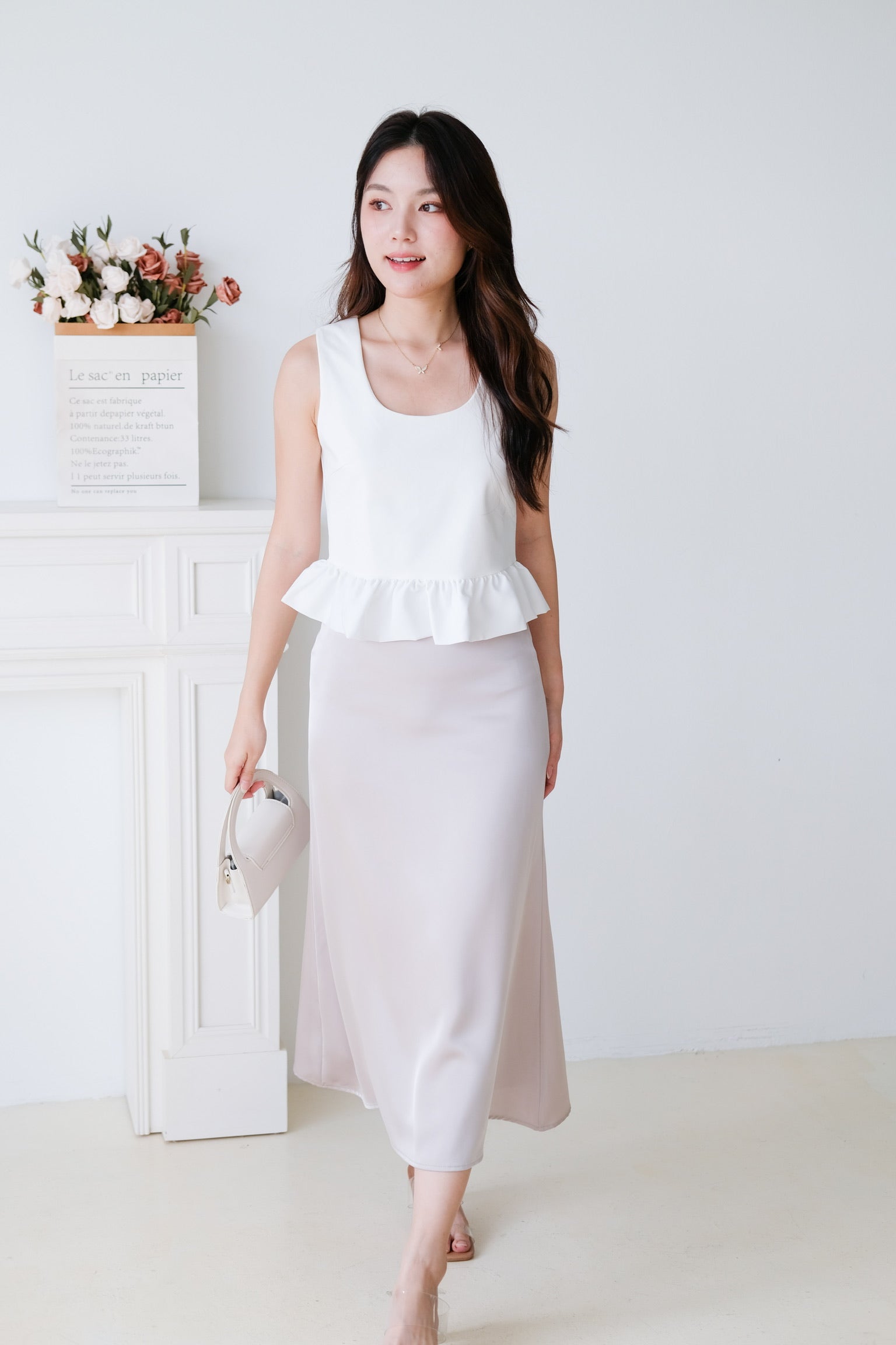 Vivara Ruffle Peplum Crop (White)