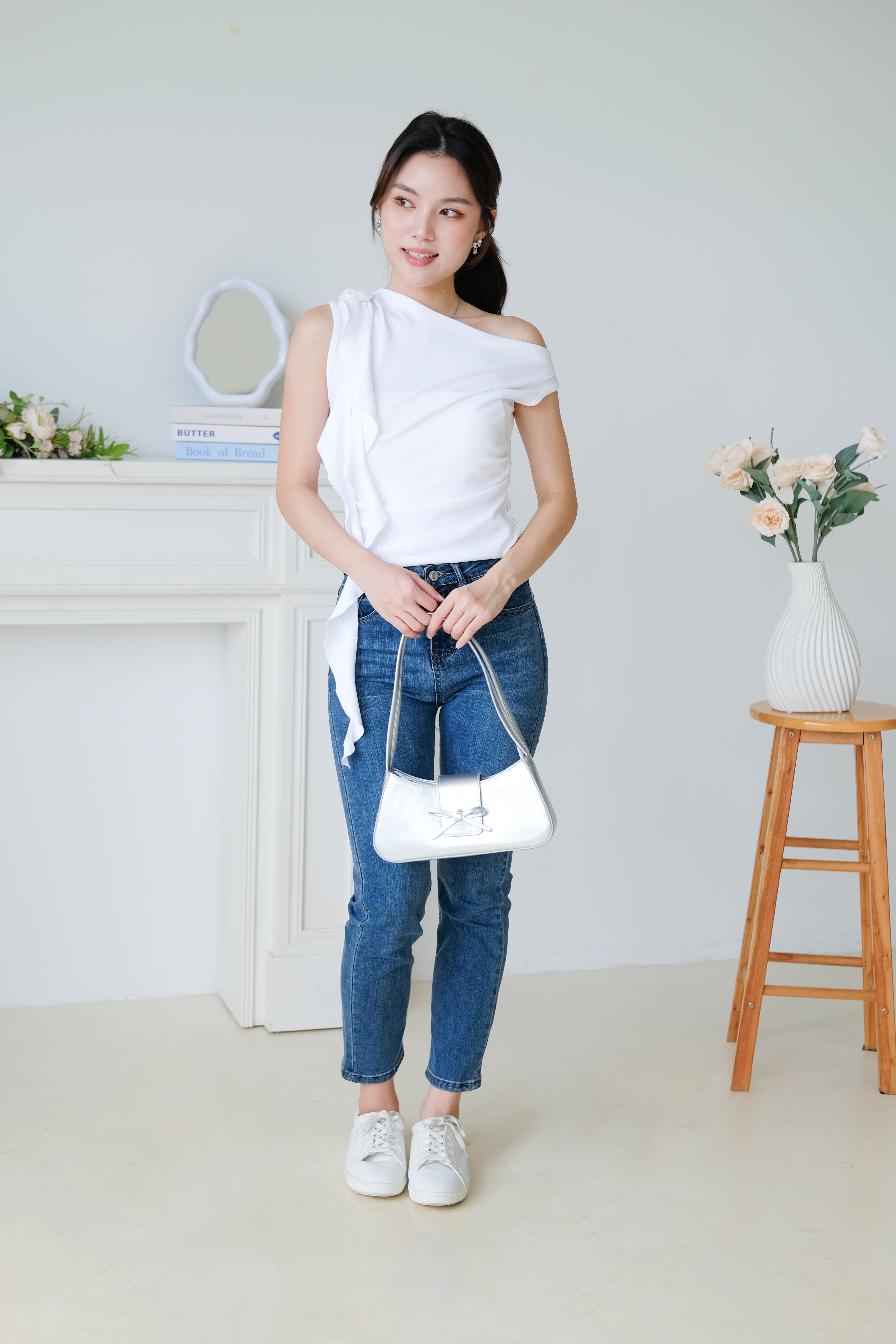 Elora Ruffle Toga Top (White)