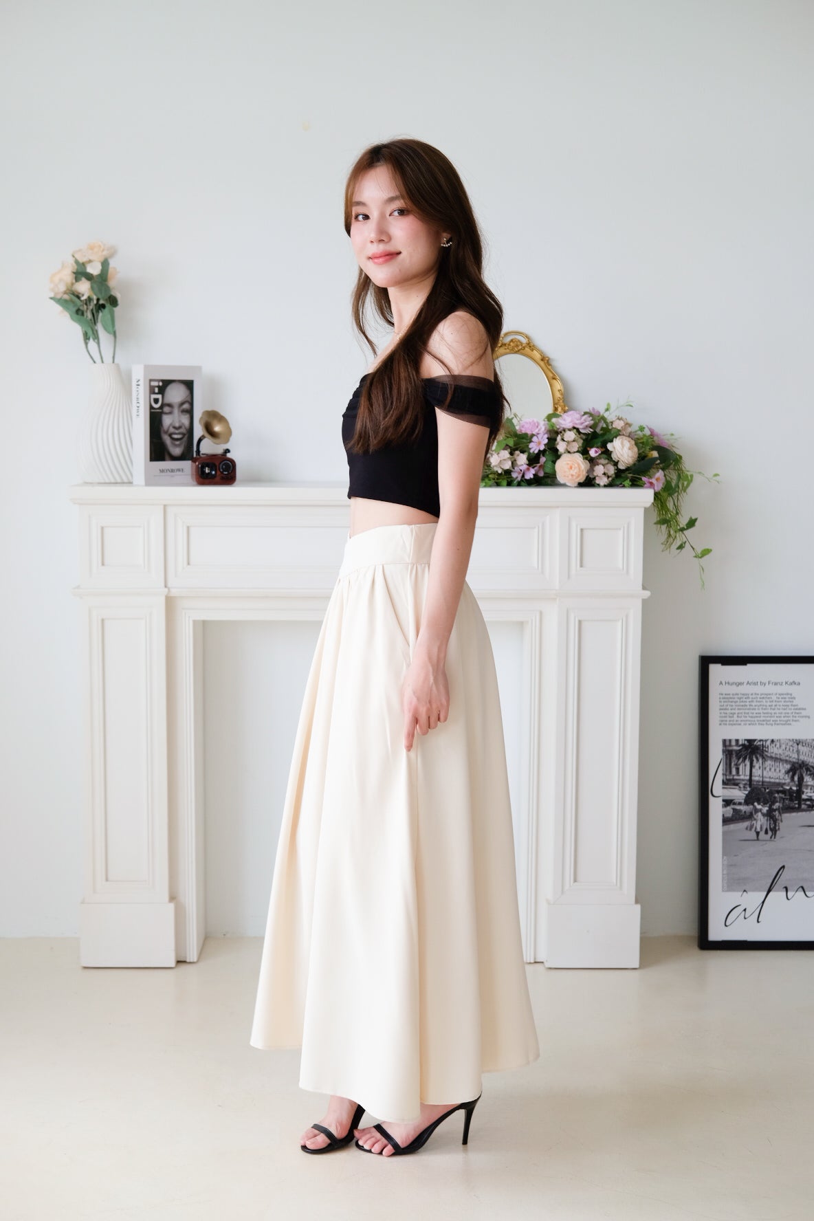 Sophina Skater Maxi Skirt (Cream)