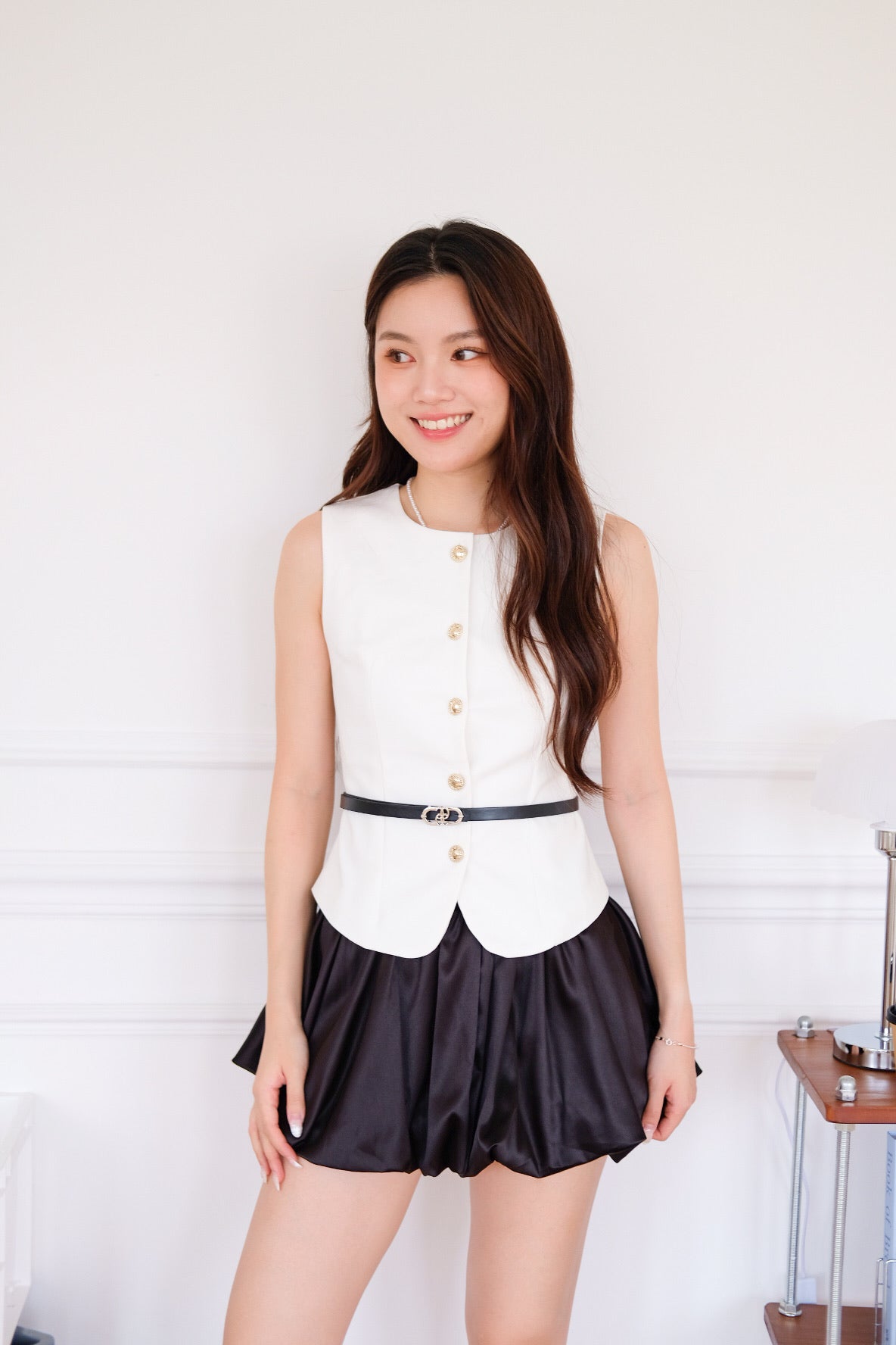 Senna Round Neck Vest Top (White)