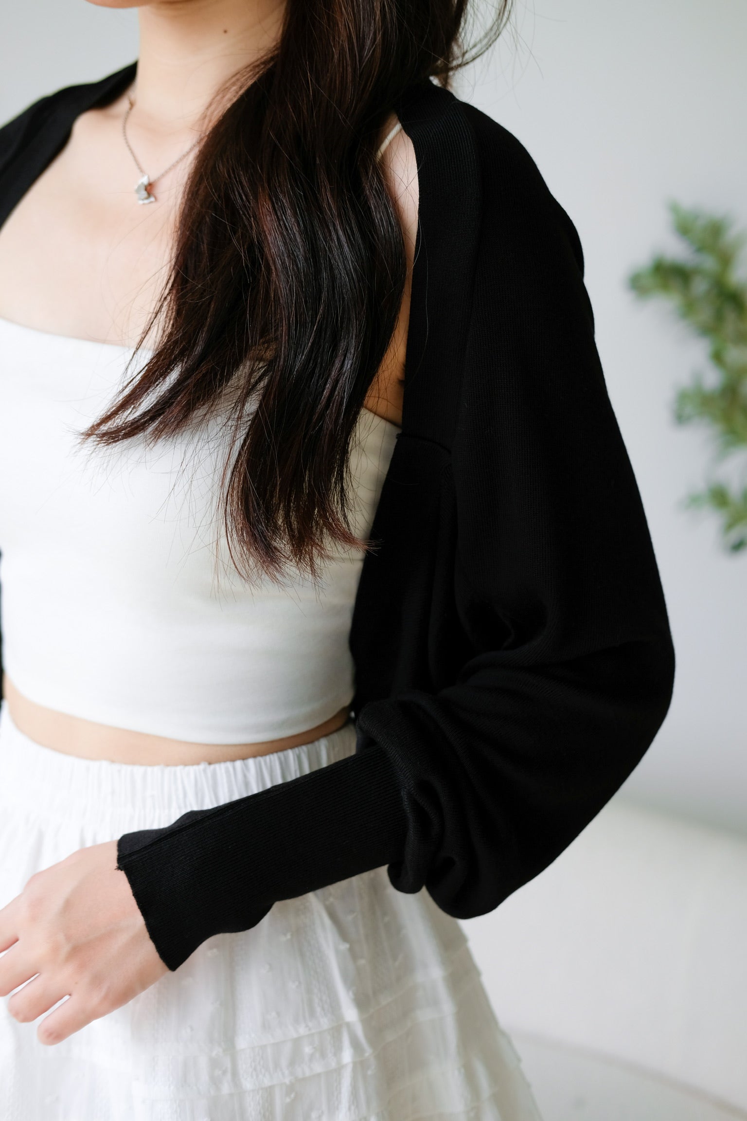 Blaire Bolero Cotton Cardigan (Black)