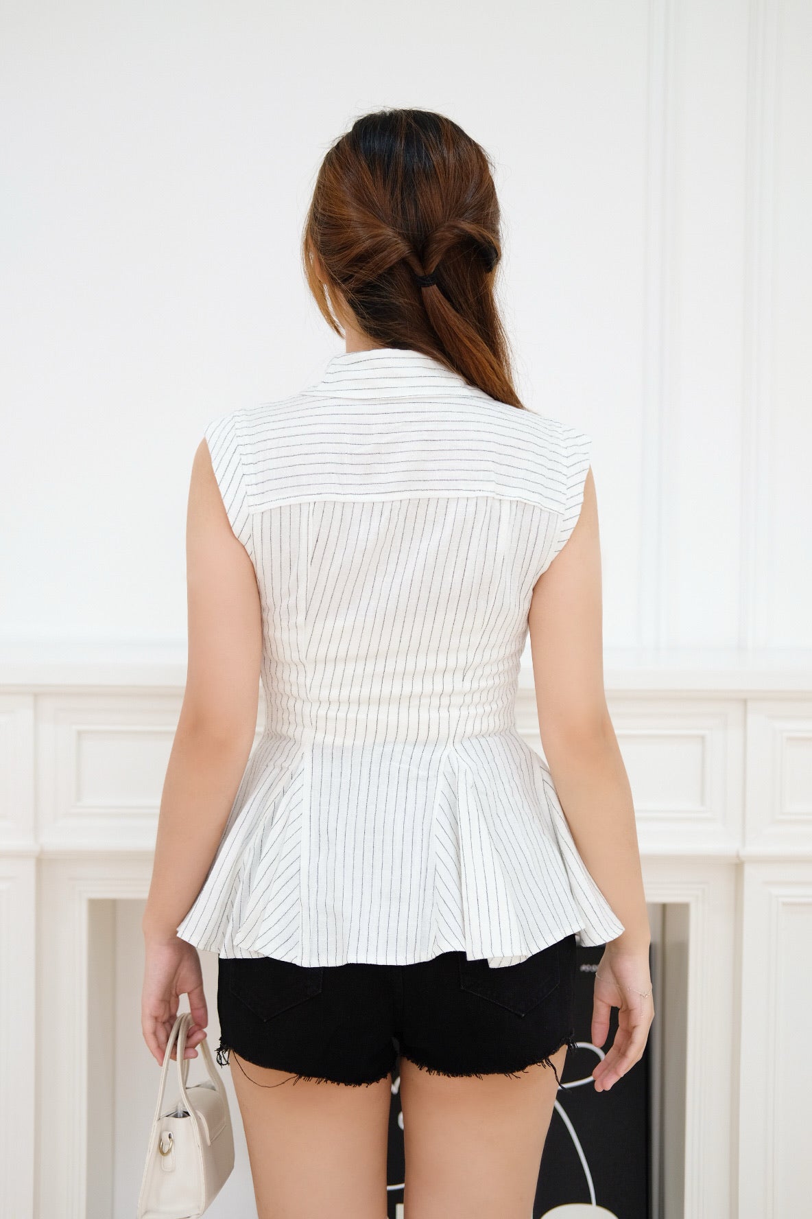 White Stripes Flare Sleeveless Top