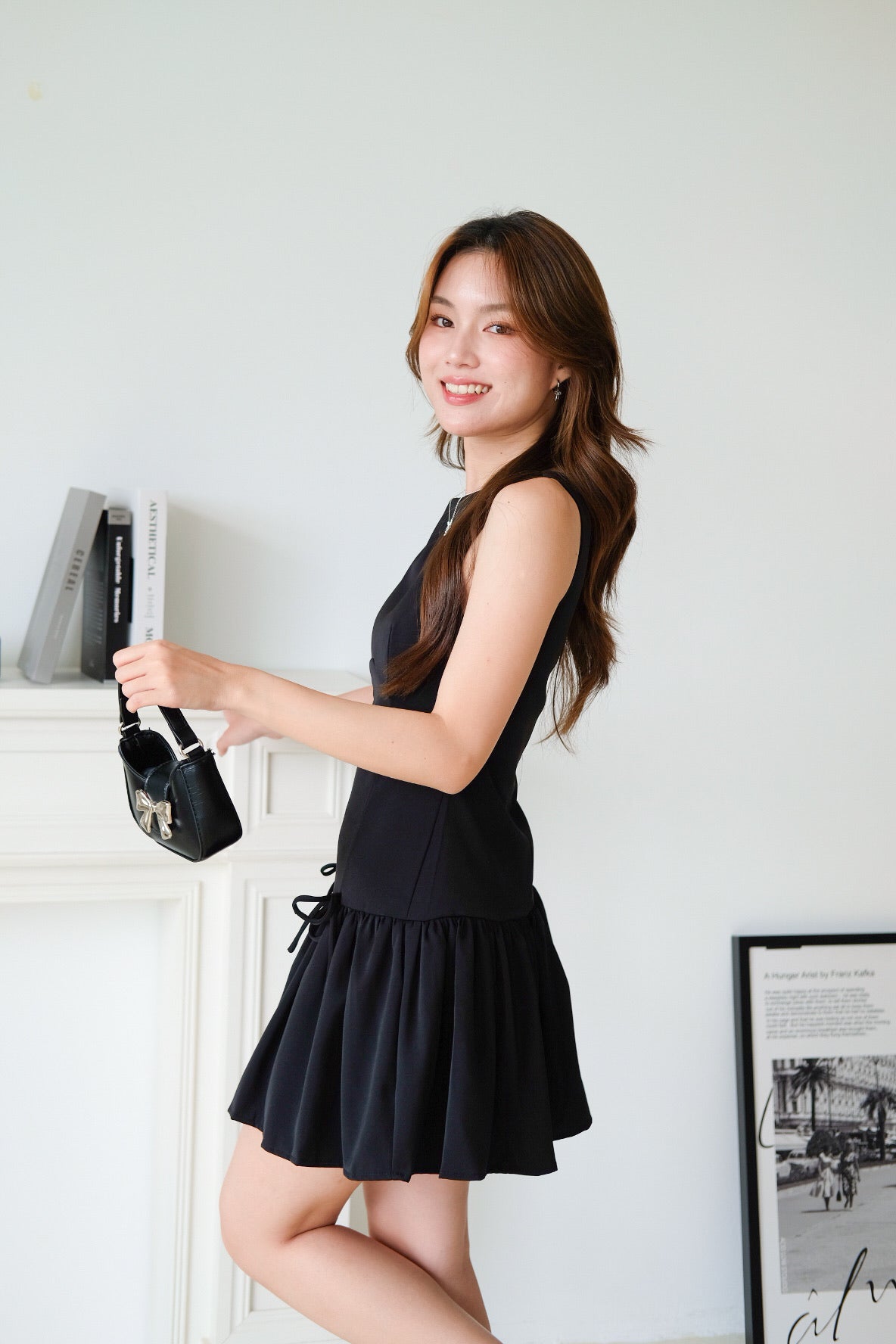 Lynette Low Waist Ribbon Dress (Black)