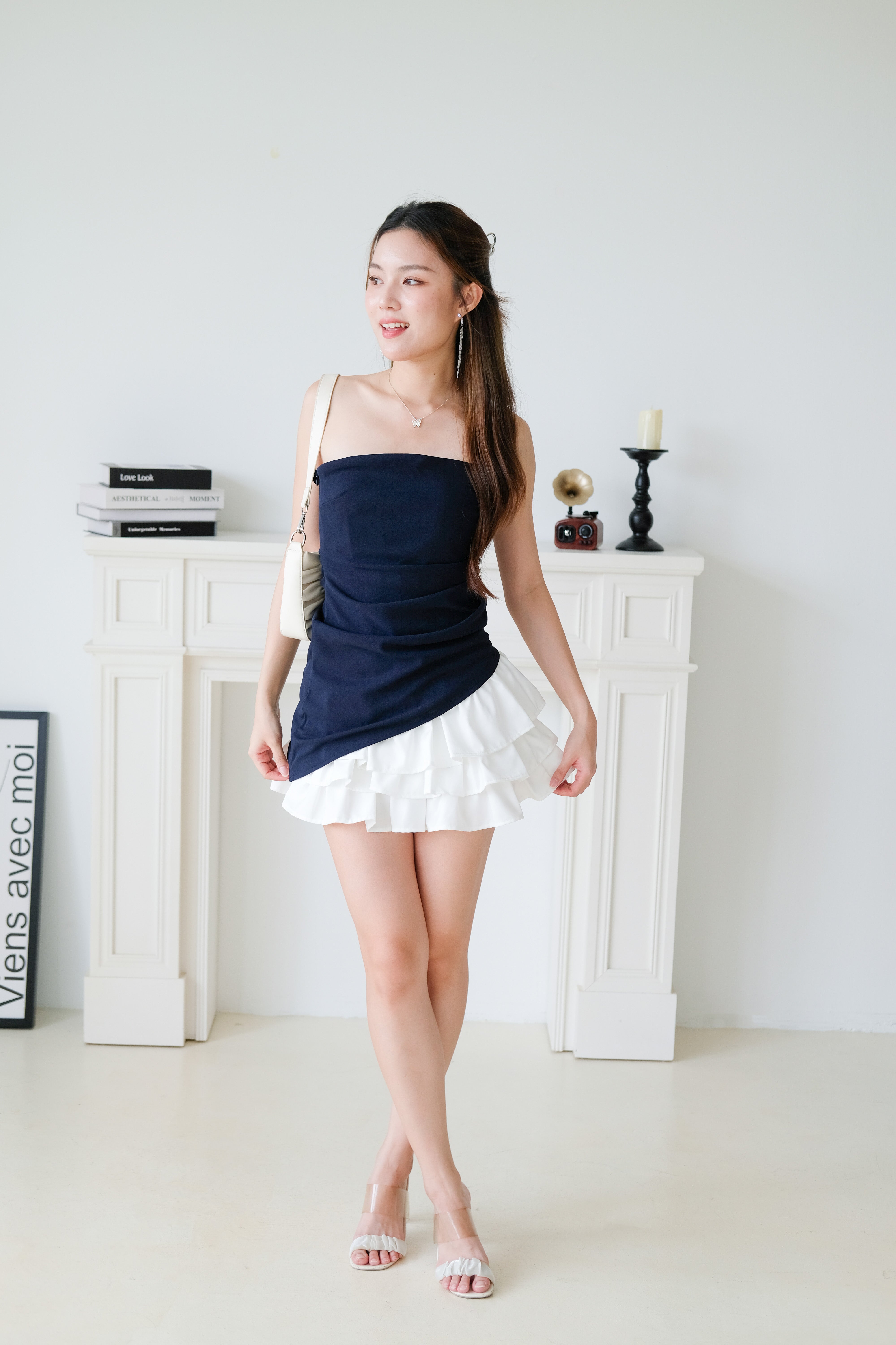 Power Hour Asymmetrical Tube Top (Navy Blue)