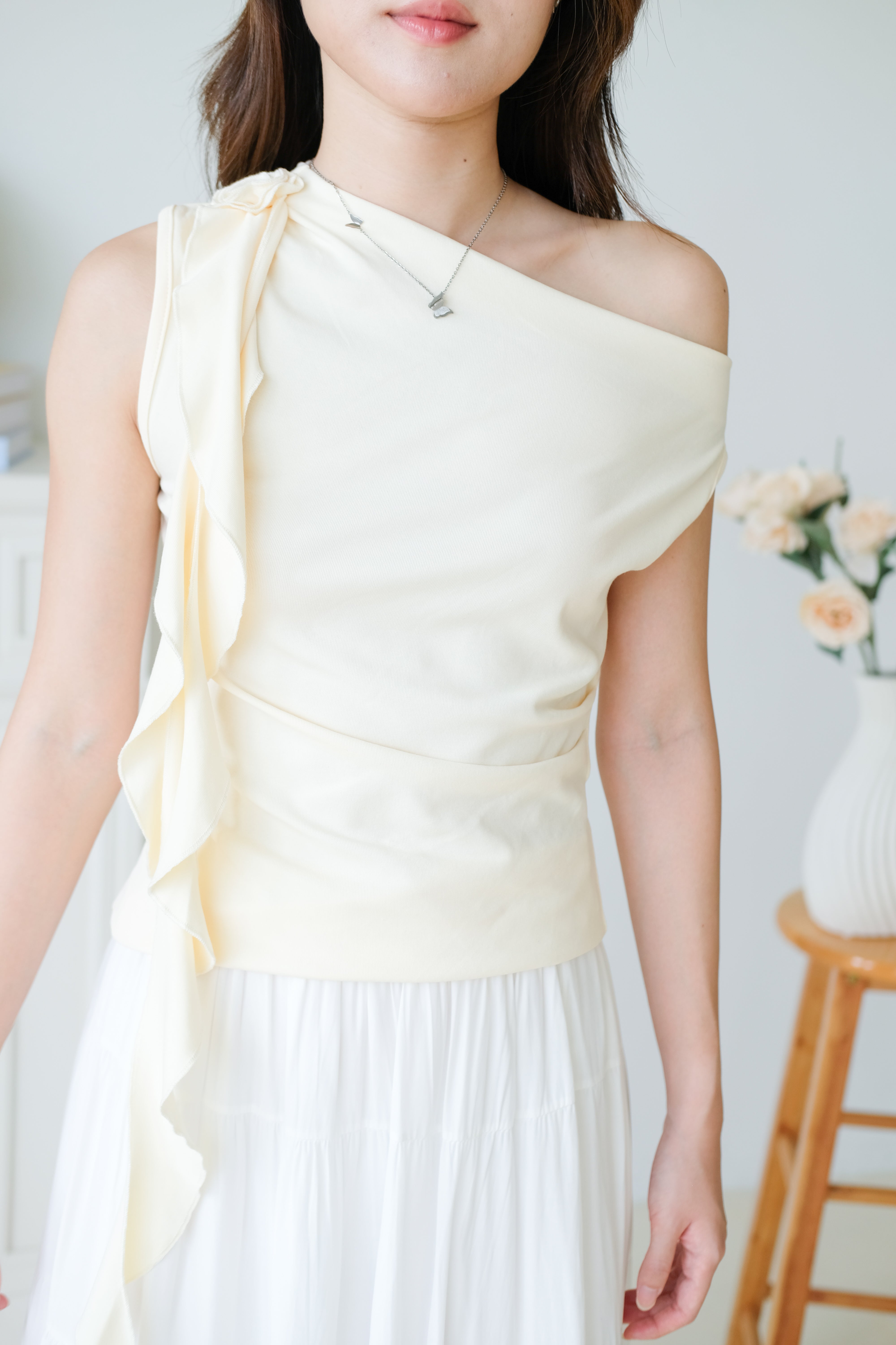 Elora Ruffle Toga Top (Cream)