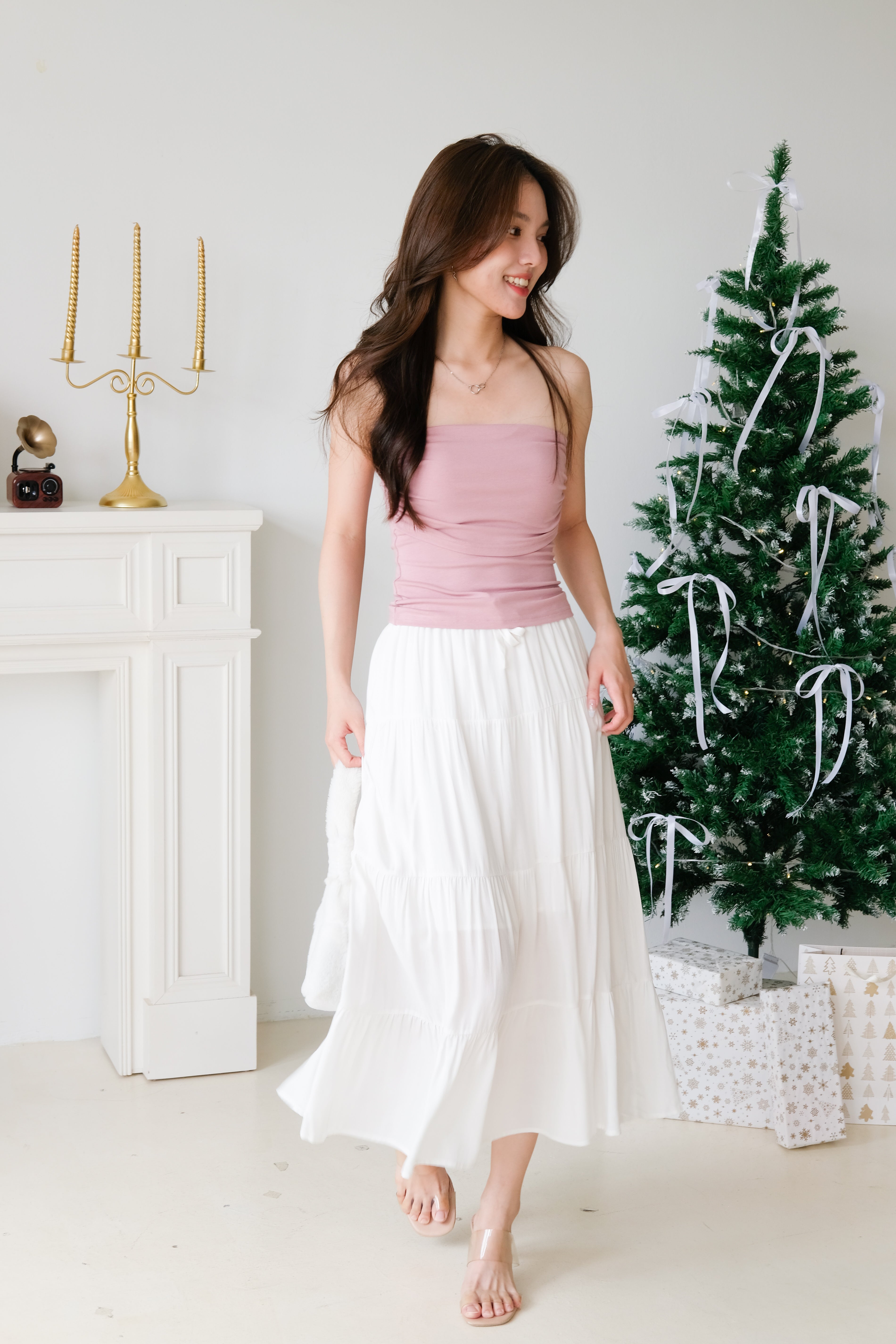 Maxine Tube Ruched Top (Pink)