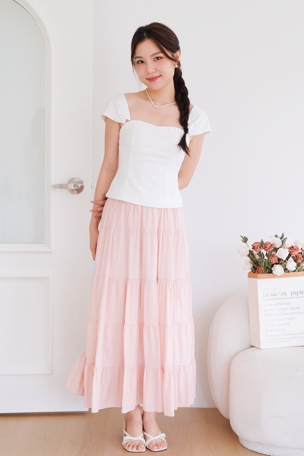 Willa Tiered Maxi Skirt (Pastel Pink)