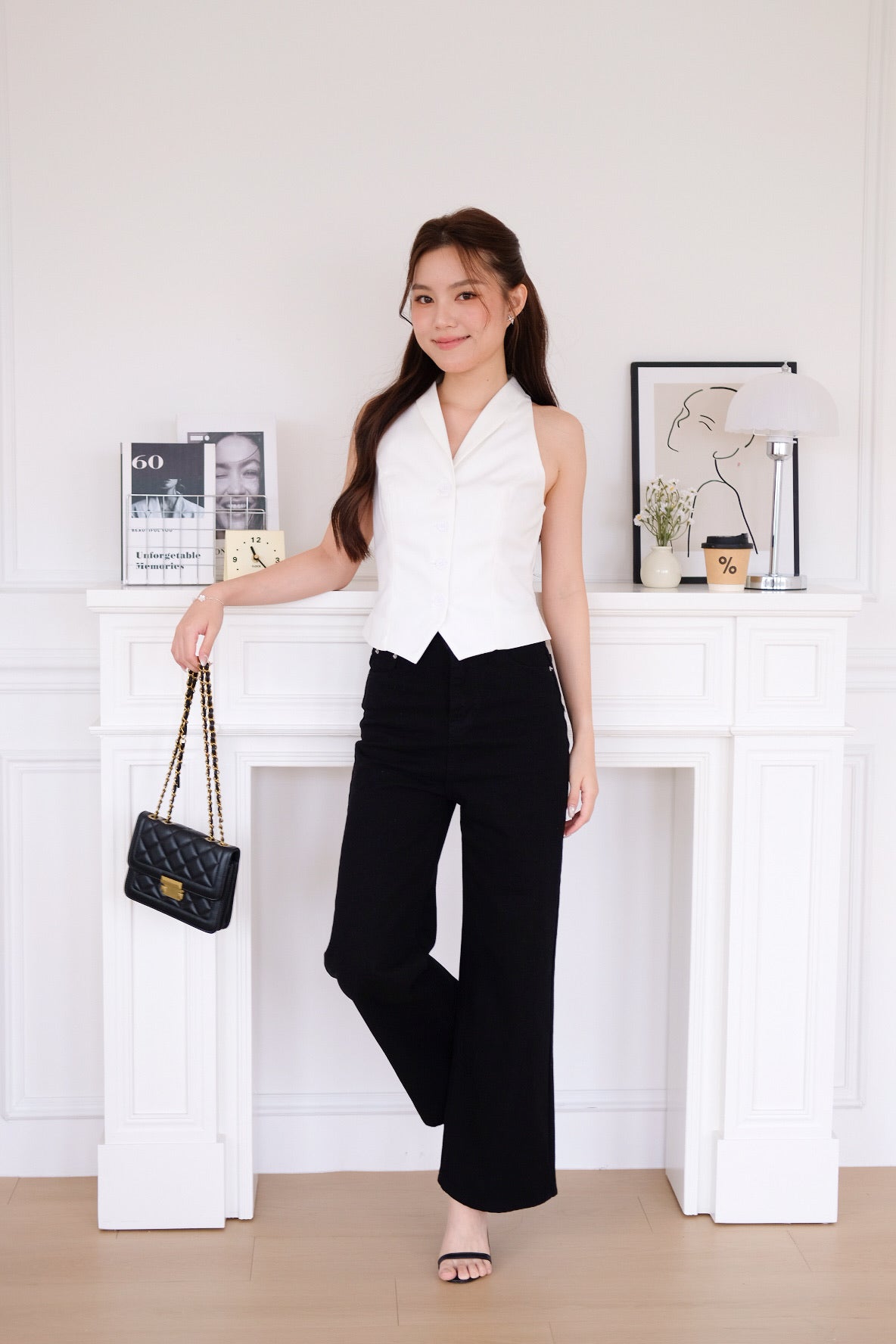 Selene Crop Vest Top (White)
