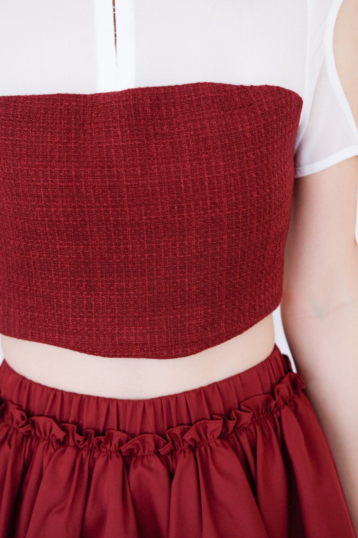 Lalisa Tweed Crop Top (Burgundy)