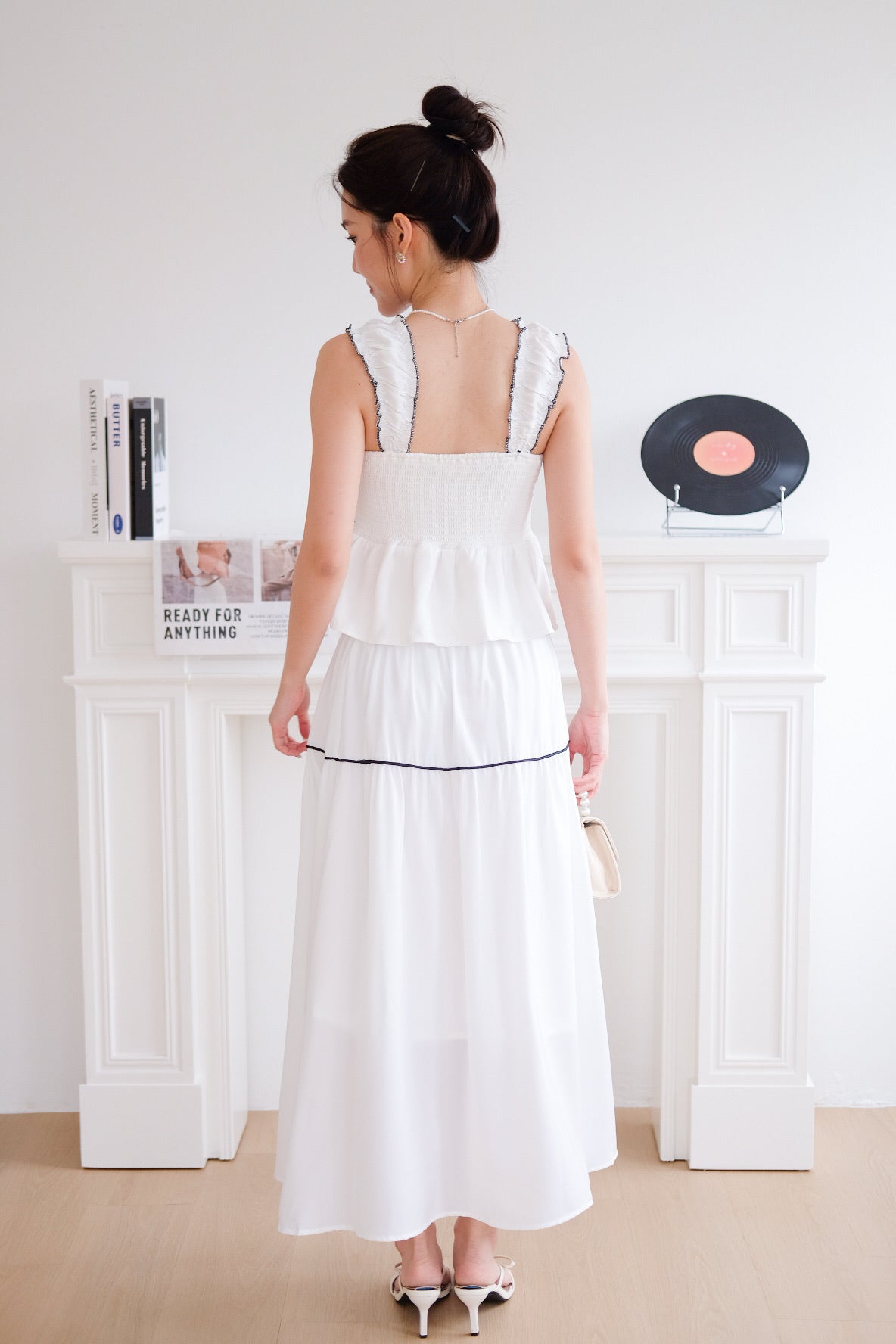 Alva Vintage Contrast A Line Skirt (White)