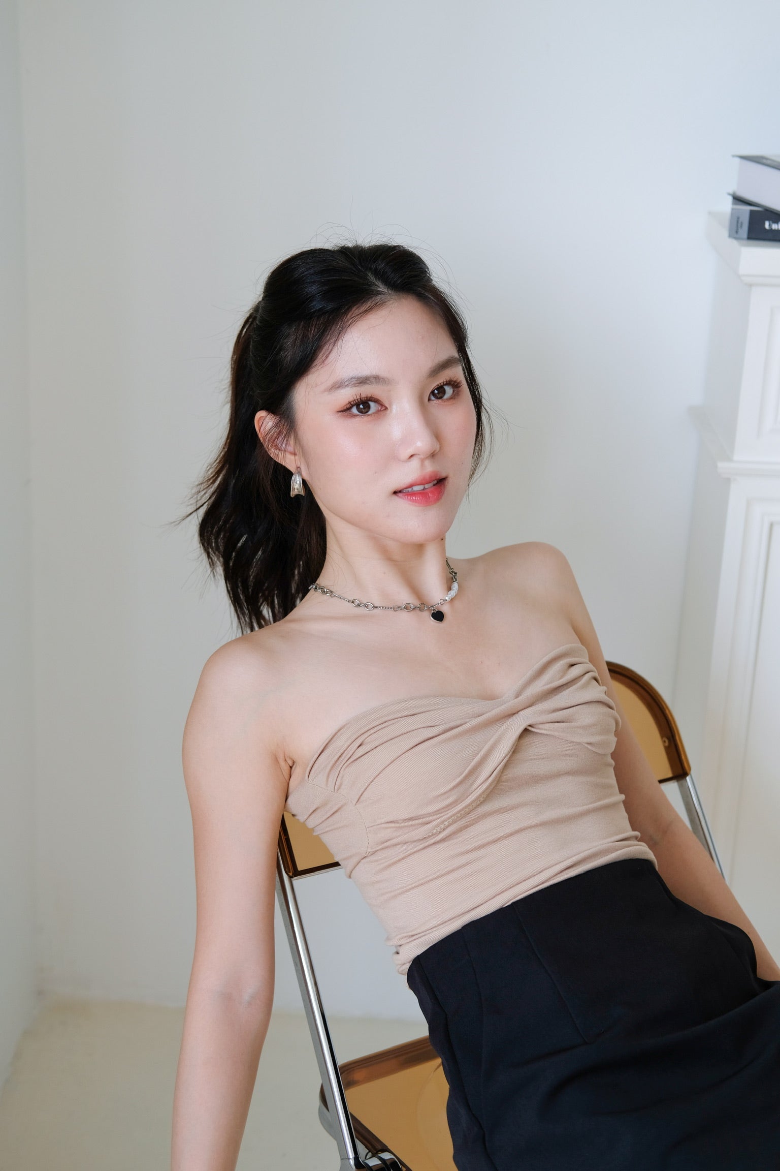 Naomi Twist Cotton Tube Top (Khaki)