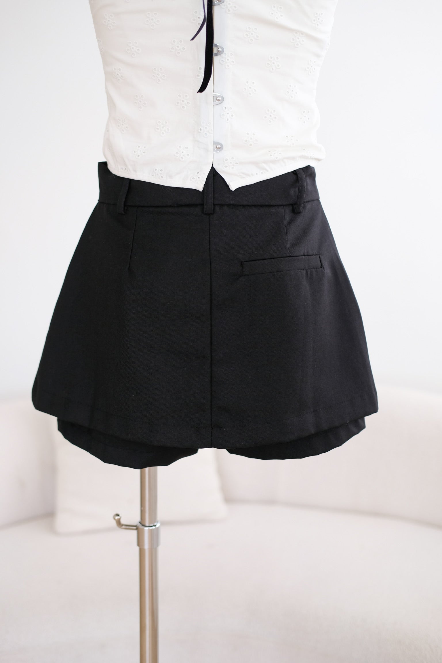 Black A Line High Waisted Skort