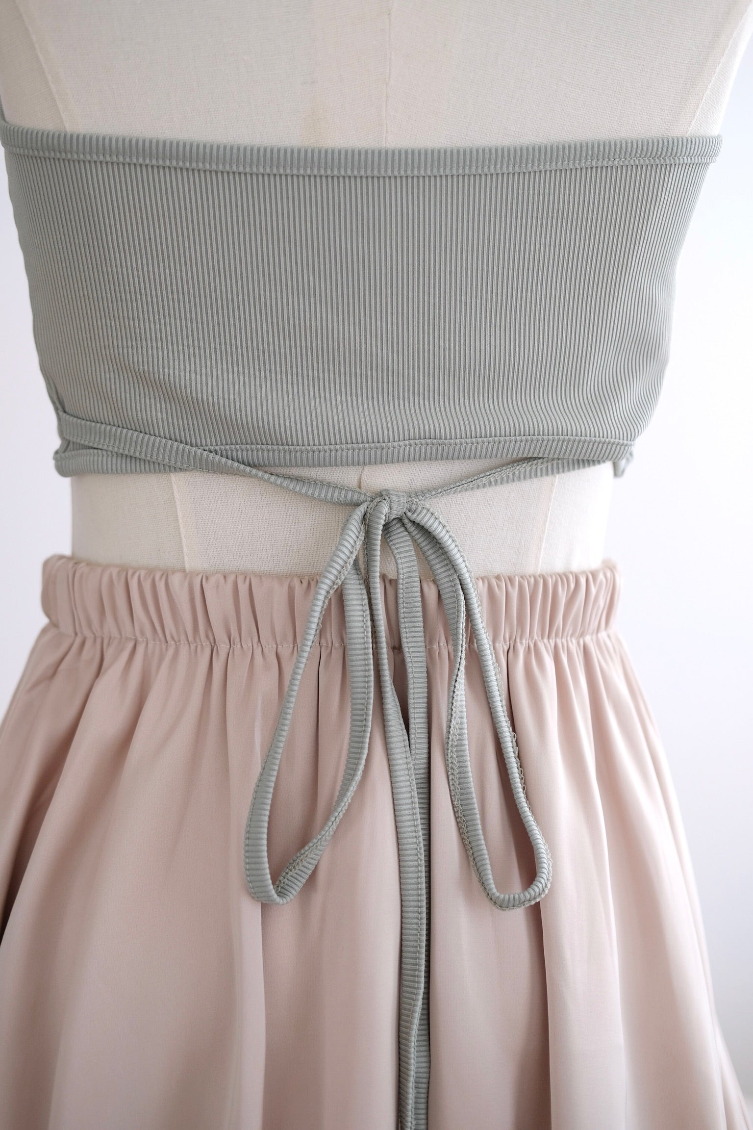 Halter Rope Ribbon Crop Top (Green)