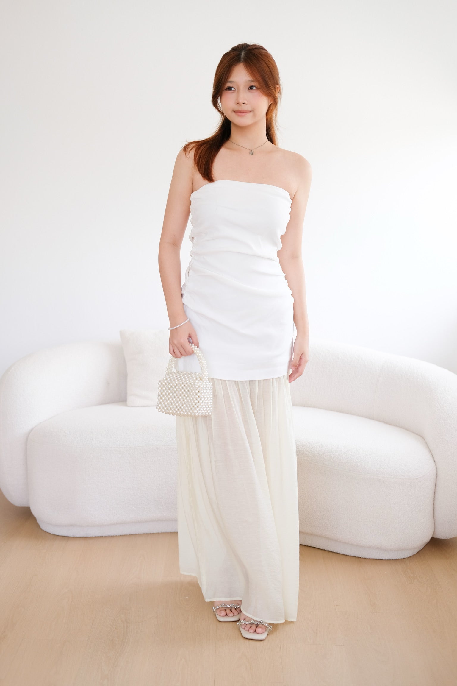 White Tube Chiffon Maxi Dress