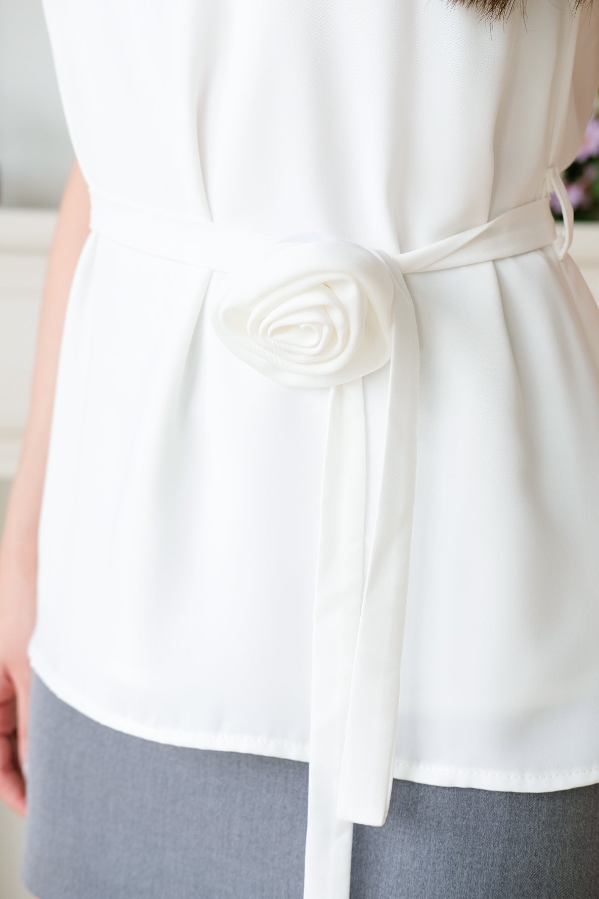 Rosina Chiffon Flare Top (White)