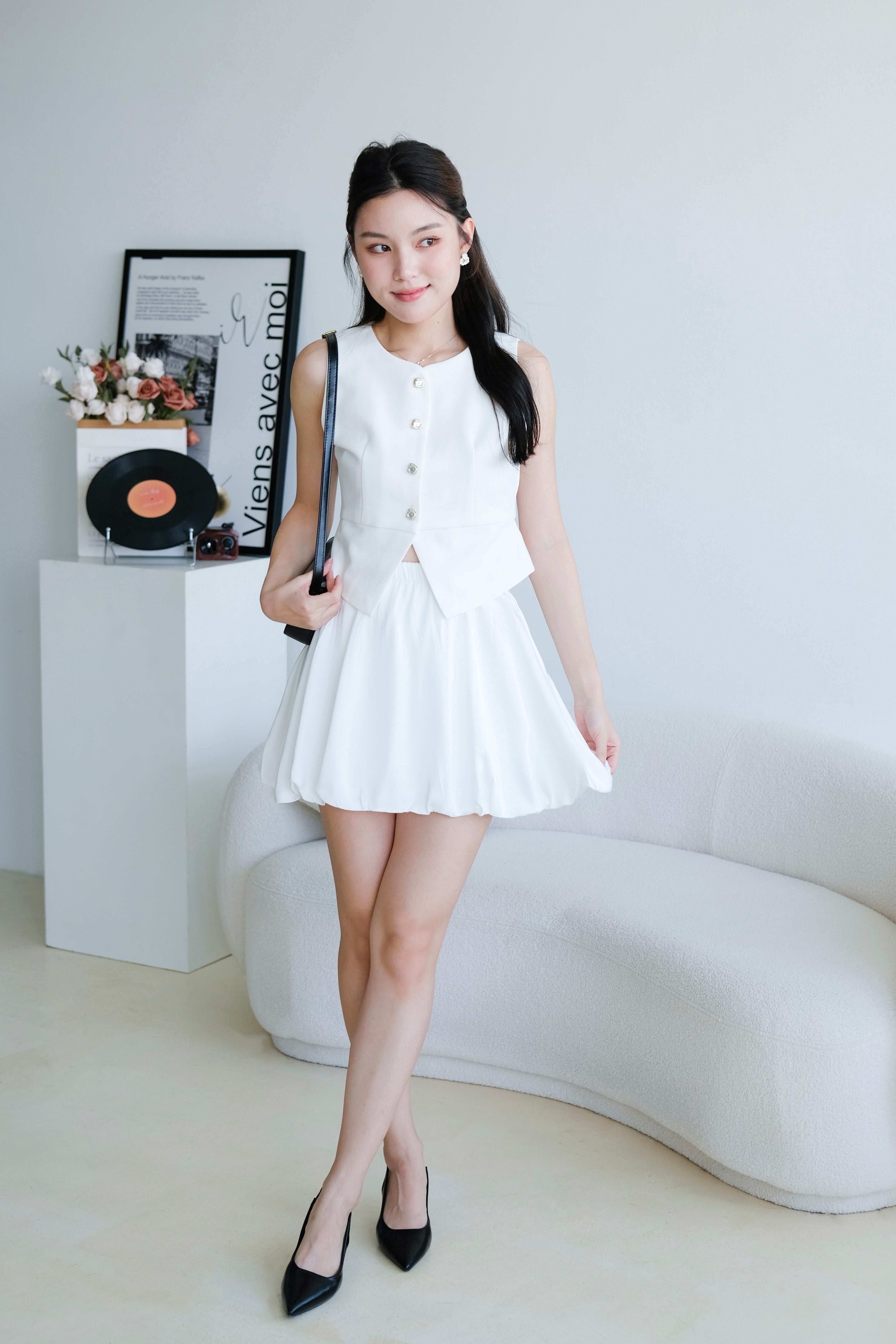 Valerie Round Neck Vest Top (White)