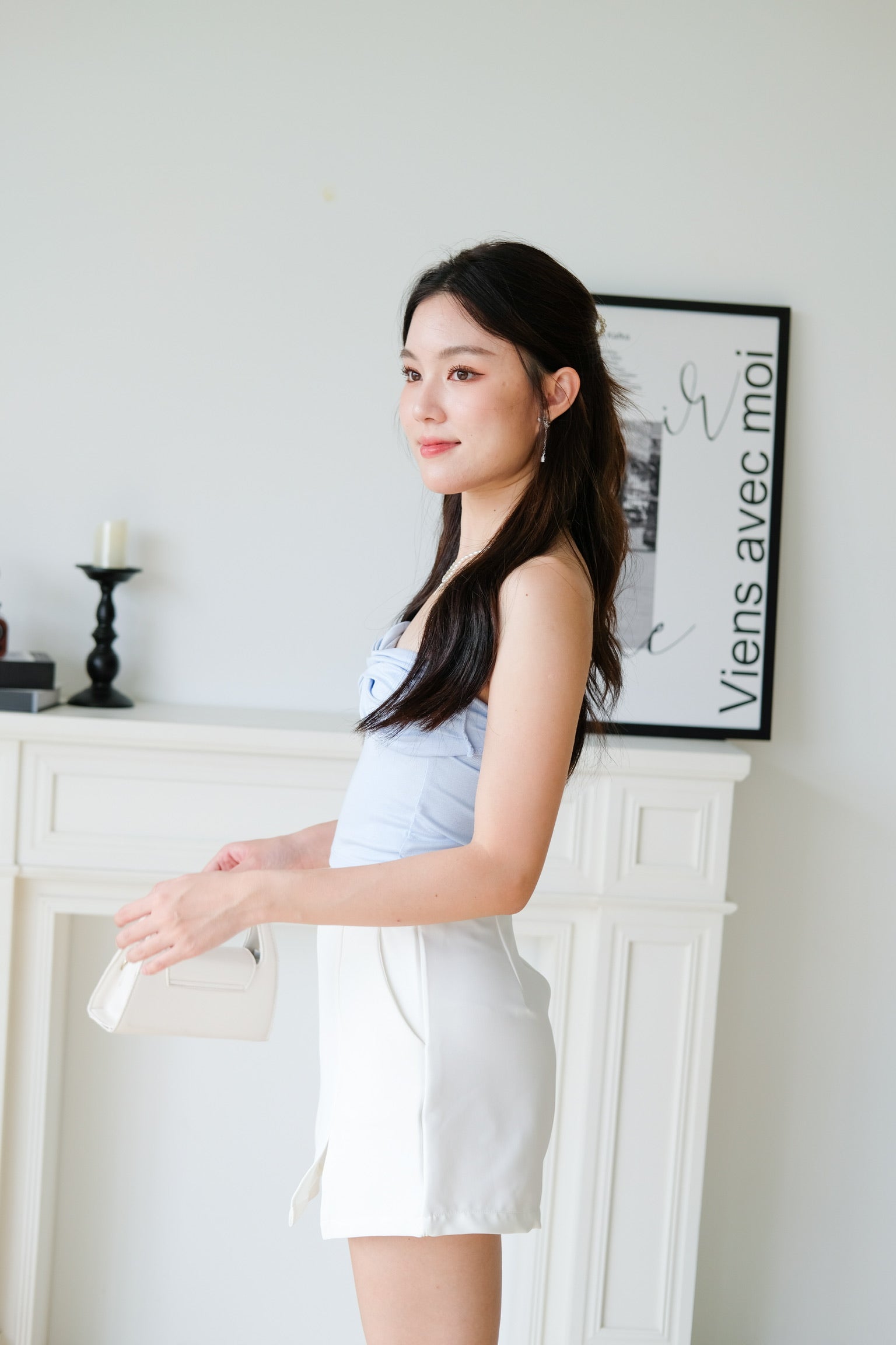 Naomi Twist Cotton Tube Top (Baby Blue)