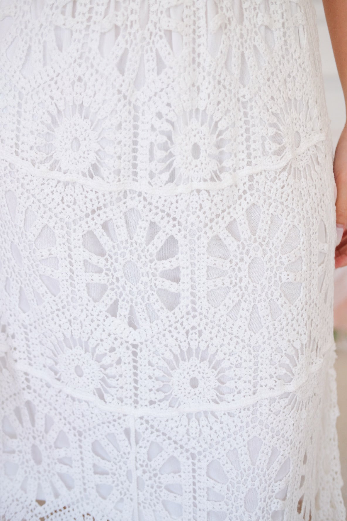 Zahara Crochet Maxi Skirt (White)