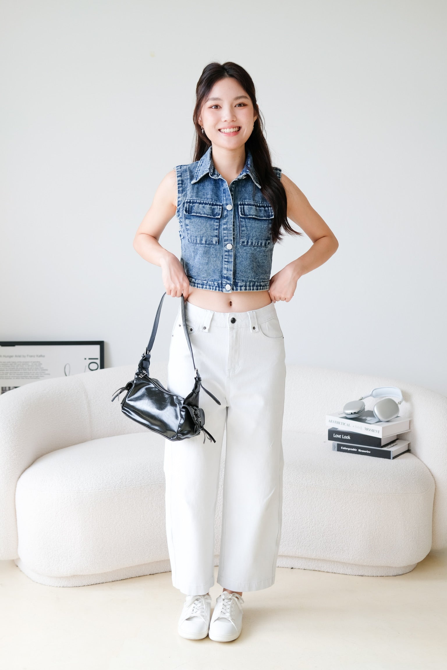 Barrel Wide Denim Jeans (Fog White)