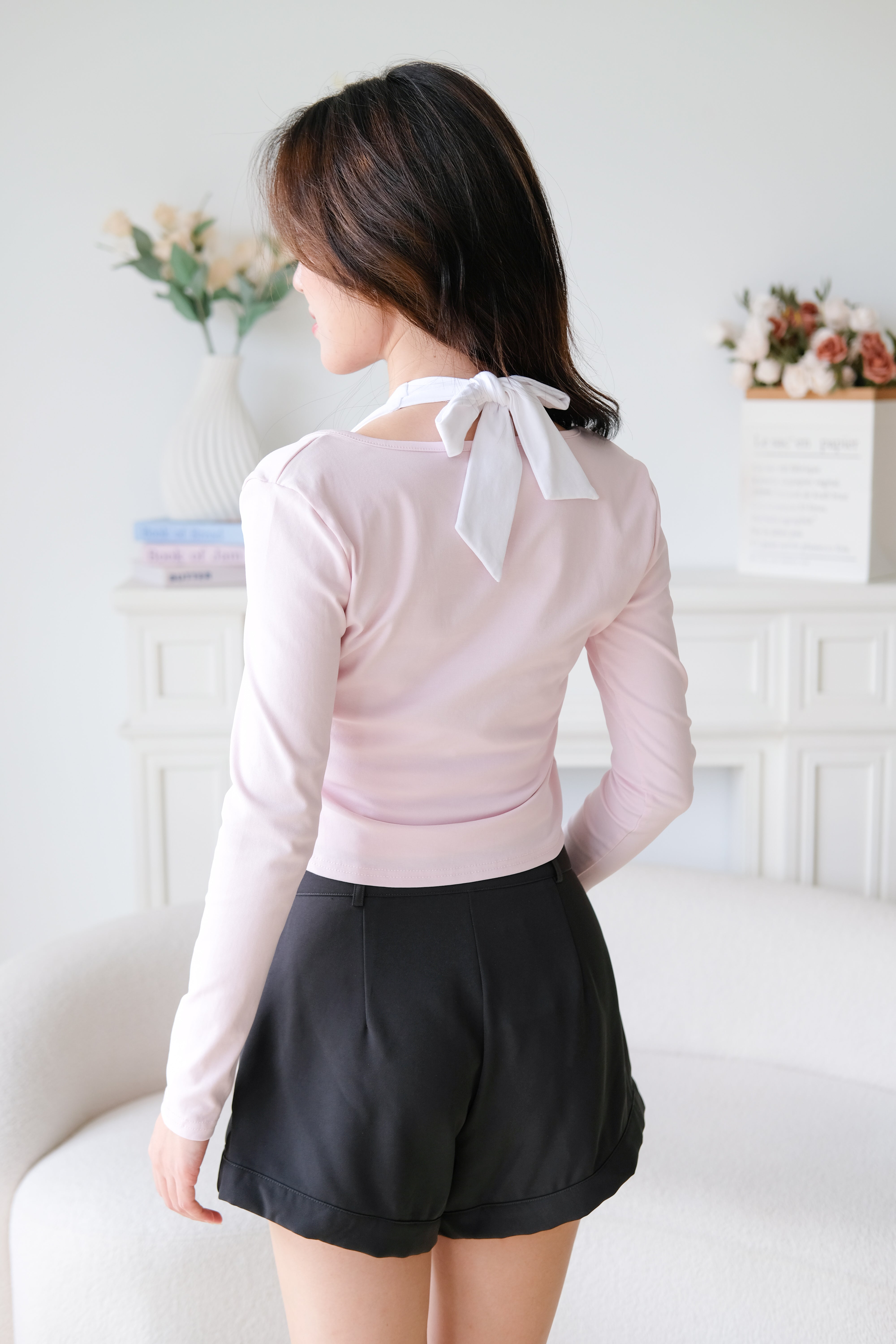 Bonnie Halter Cardigan Set (Baby Pink)