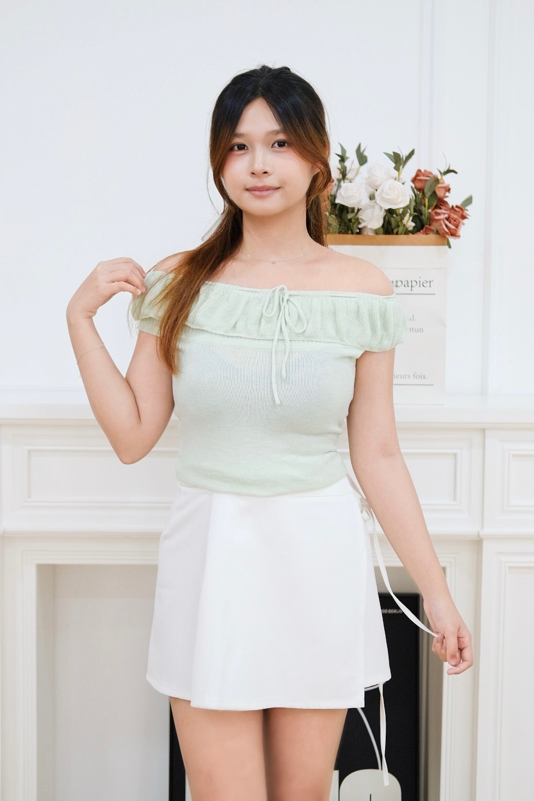 Light Green Ruffle Top