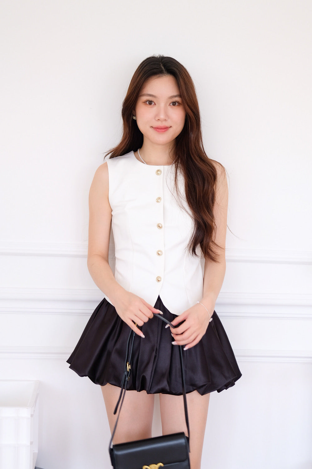 Senna Round Neck Vest Top (White)