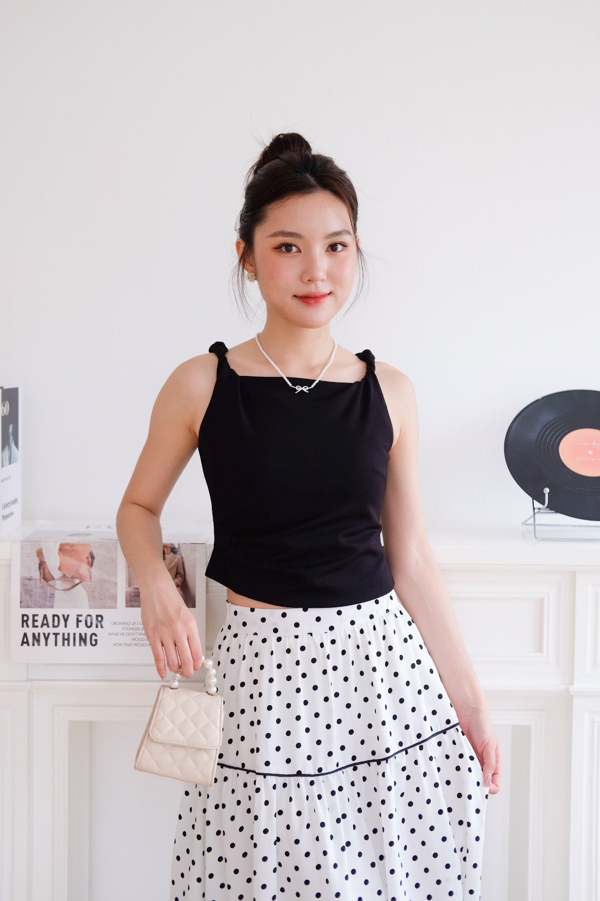 Morgan Twist Boatneck Crop Top (Black)