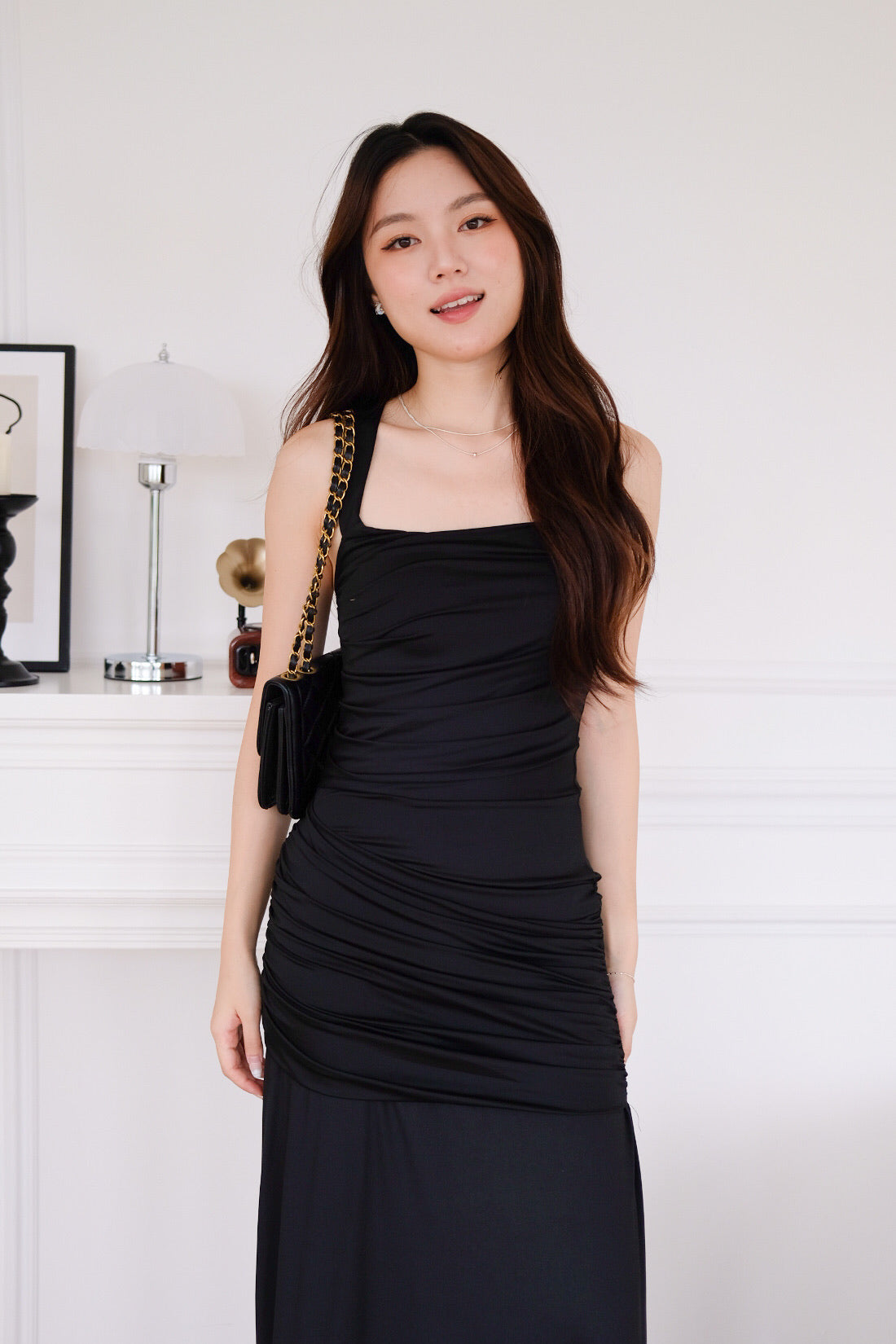 Evelynn Overlap Maxi Dress (Black)