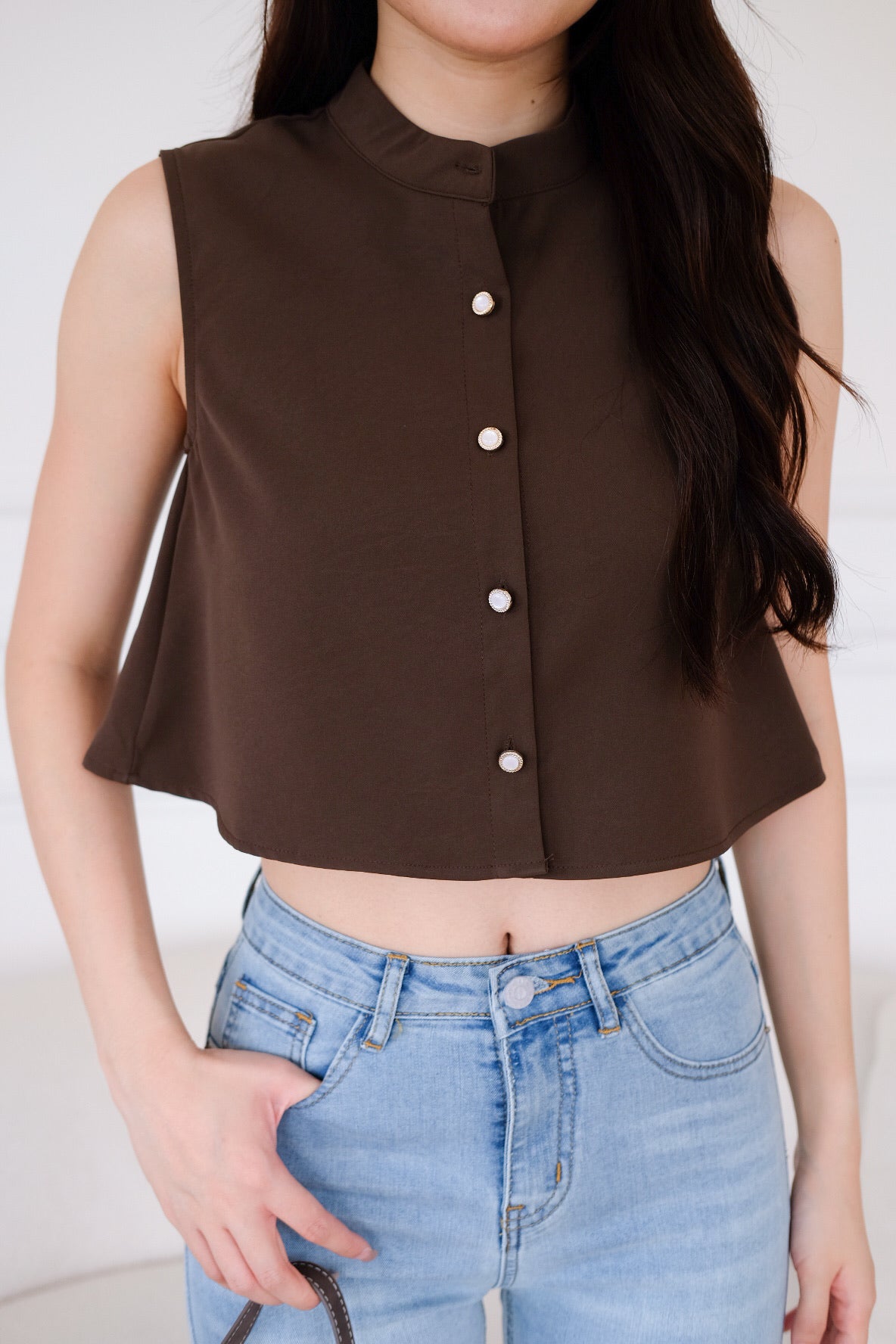 Lindy Flare Crop Top (Mocha)
