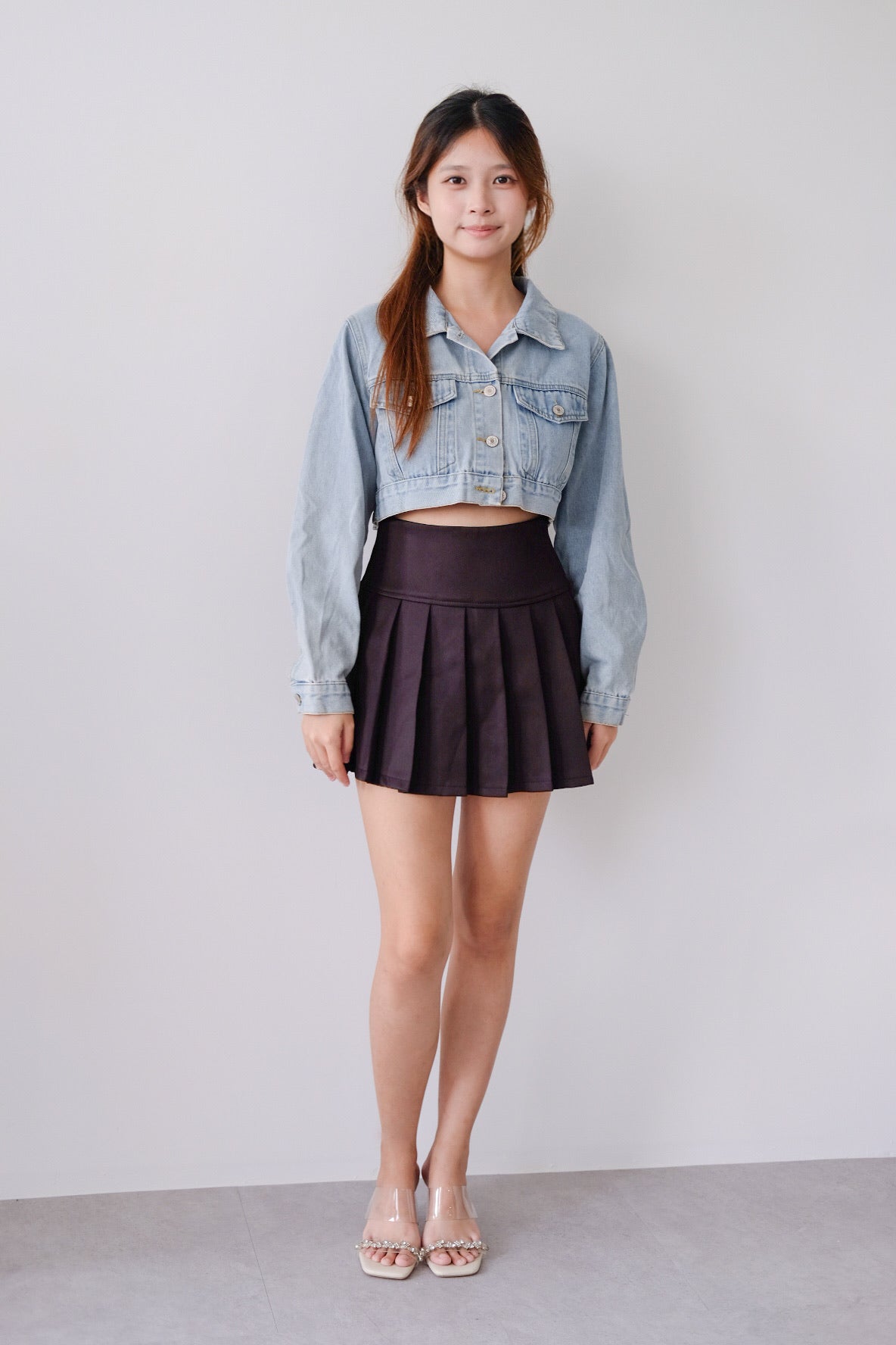 Cropped Denim Jacket with Buttons