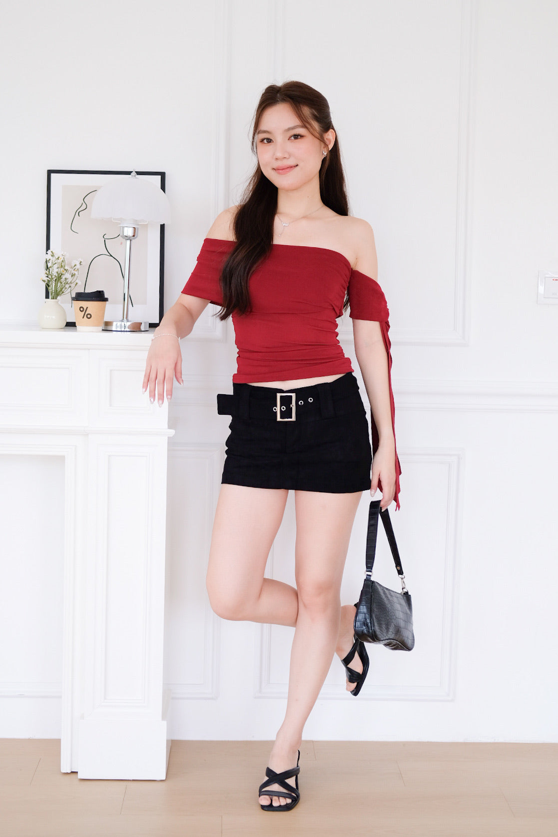 Erika Draped Off Shoulder Top (Wine)