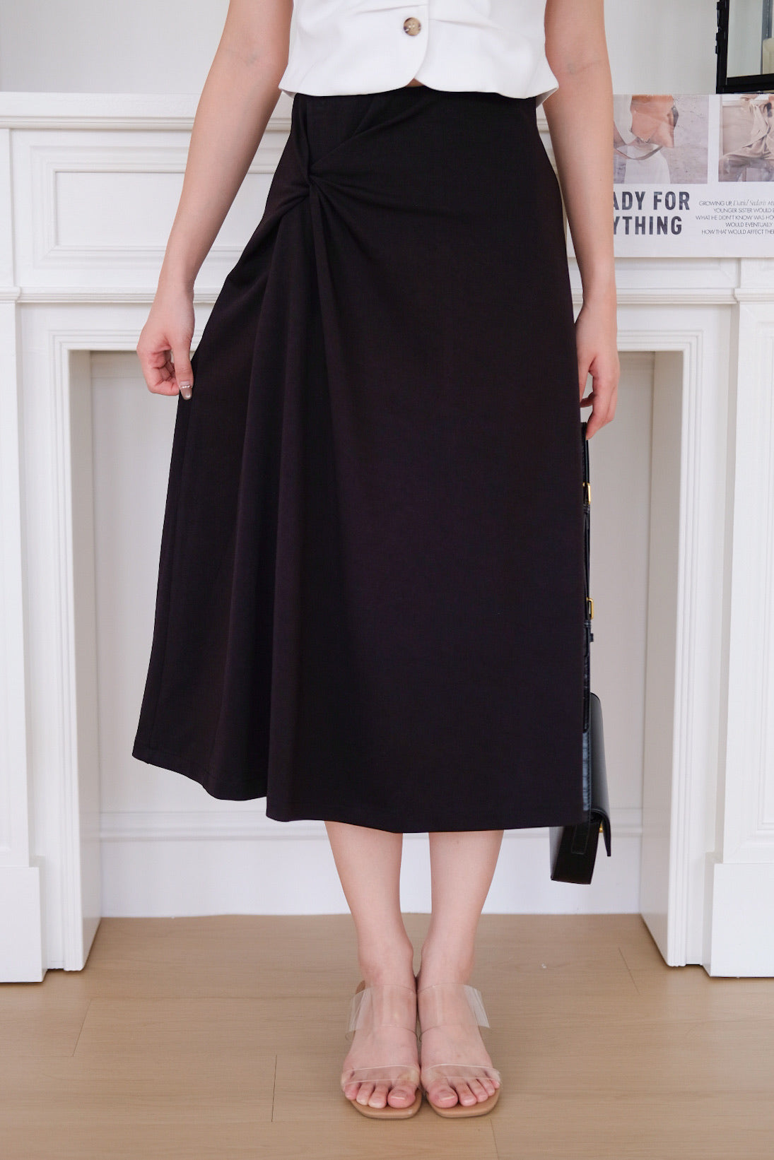 Grace Twist A Line Skirt (Black)