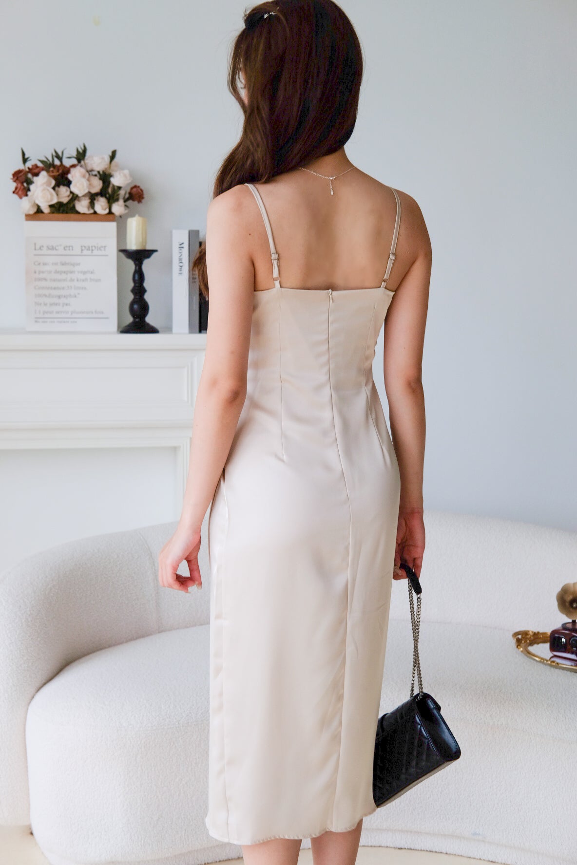 Ella Satin Dinner Dress (Champagne)