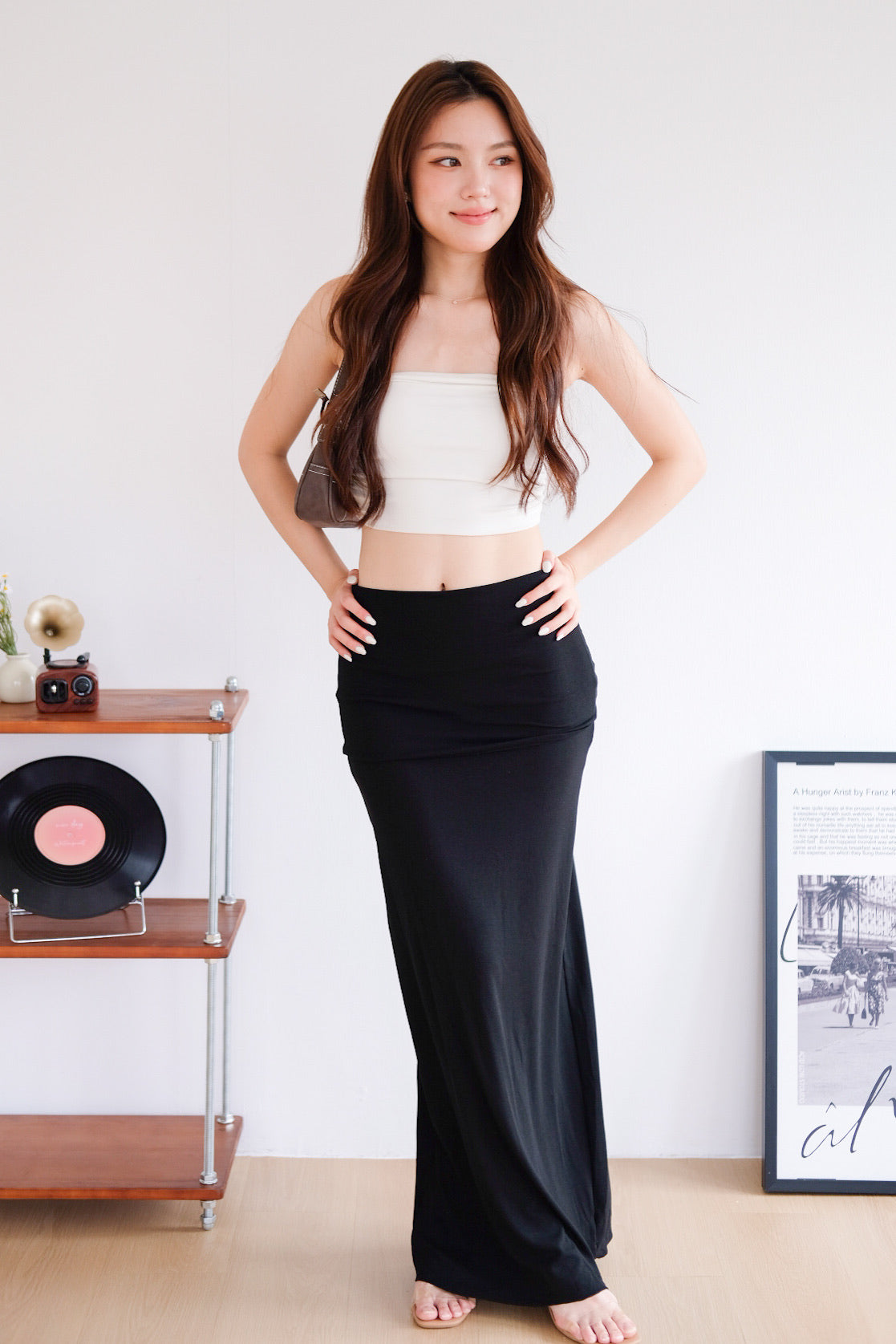 Sienna Cotton Maxi Skirt (Black)