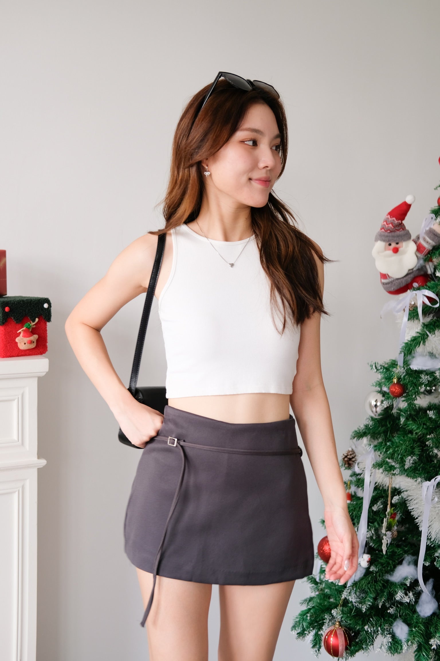 Tasha Mini Belt Skort (Dark Grey)