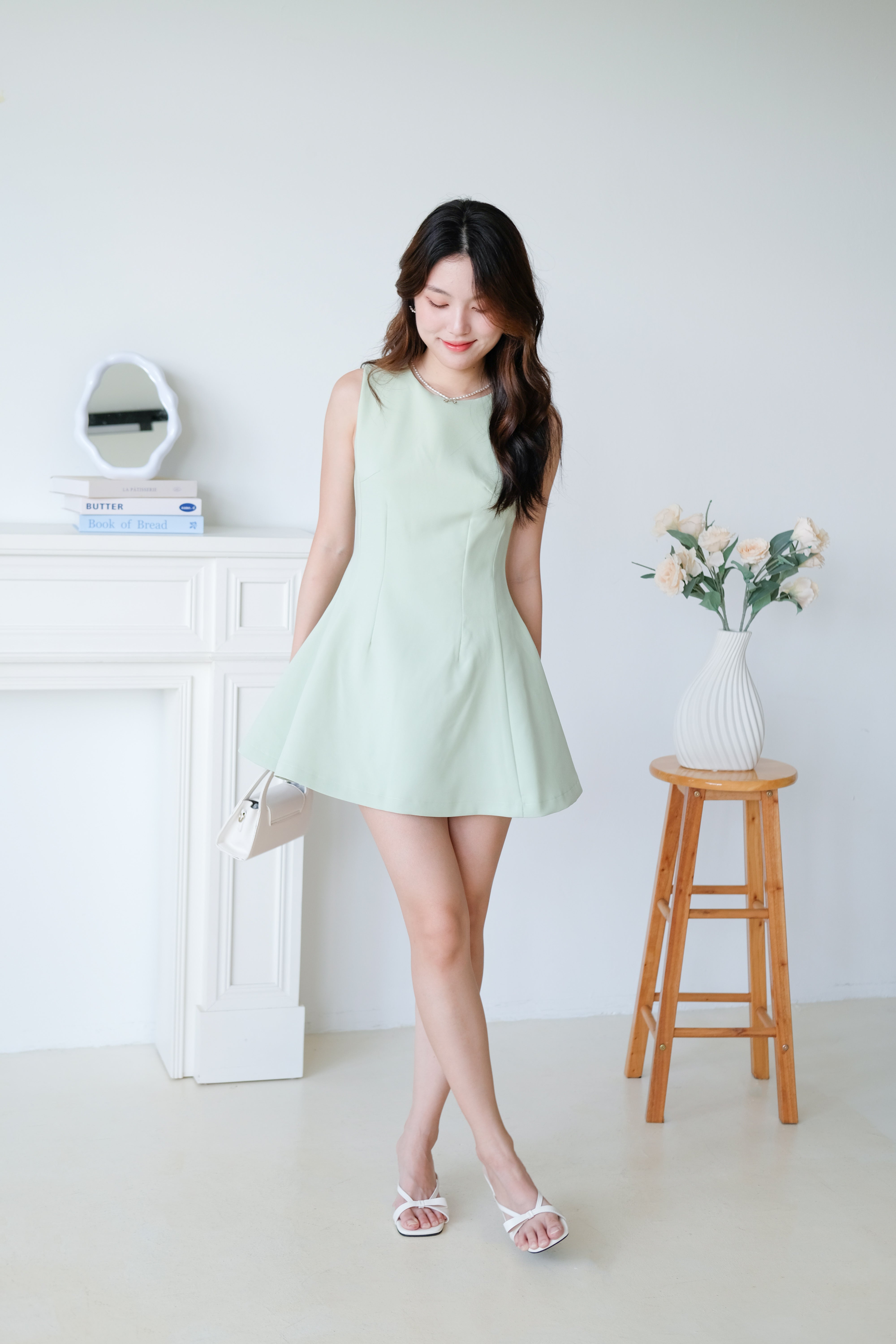 Tasya Skater Dress (Avocado Green)