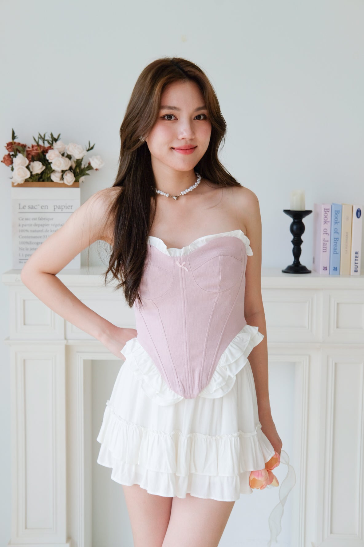 Heartshaker Sweetheart Ruffle Corset Top (Peony Pink)