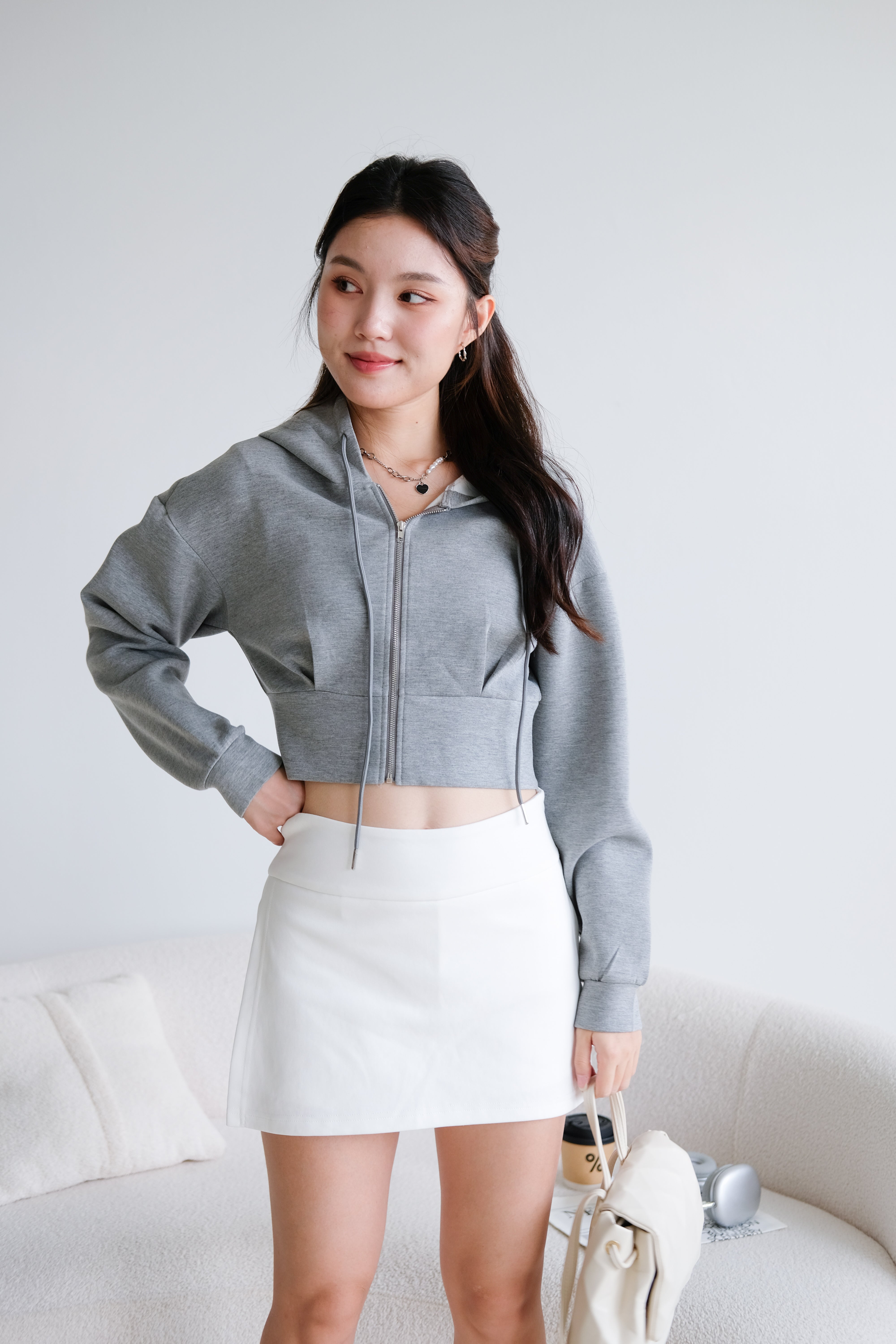 Gio Sporty Side Slit Skorts (White)