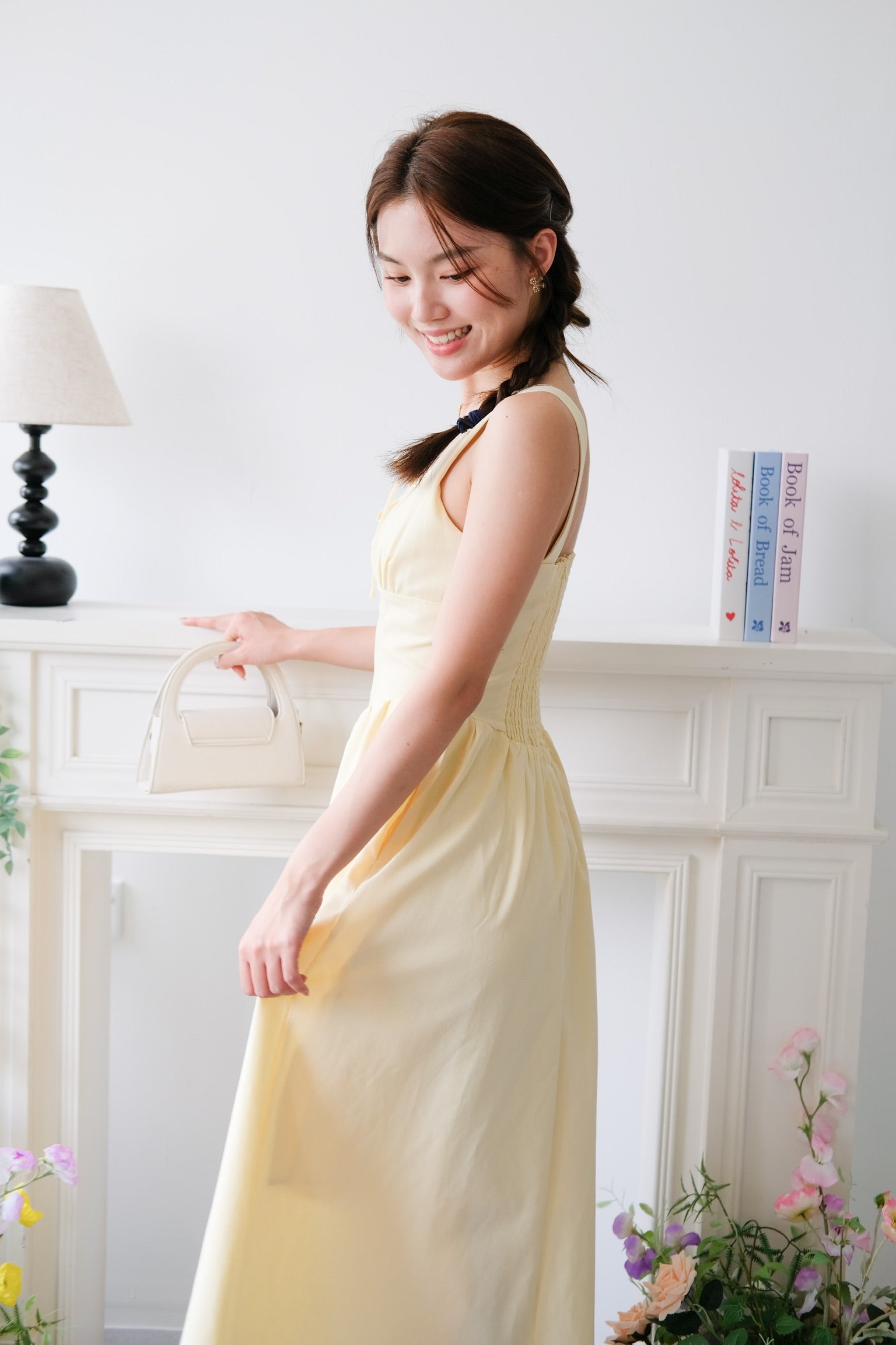 Carmie Thick Waist Midi Dress (Daffodil Yellow)