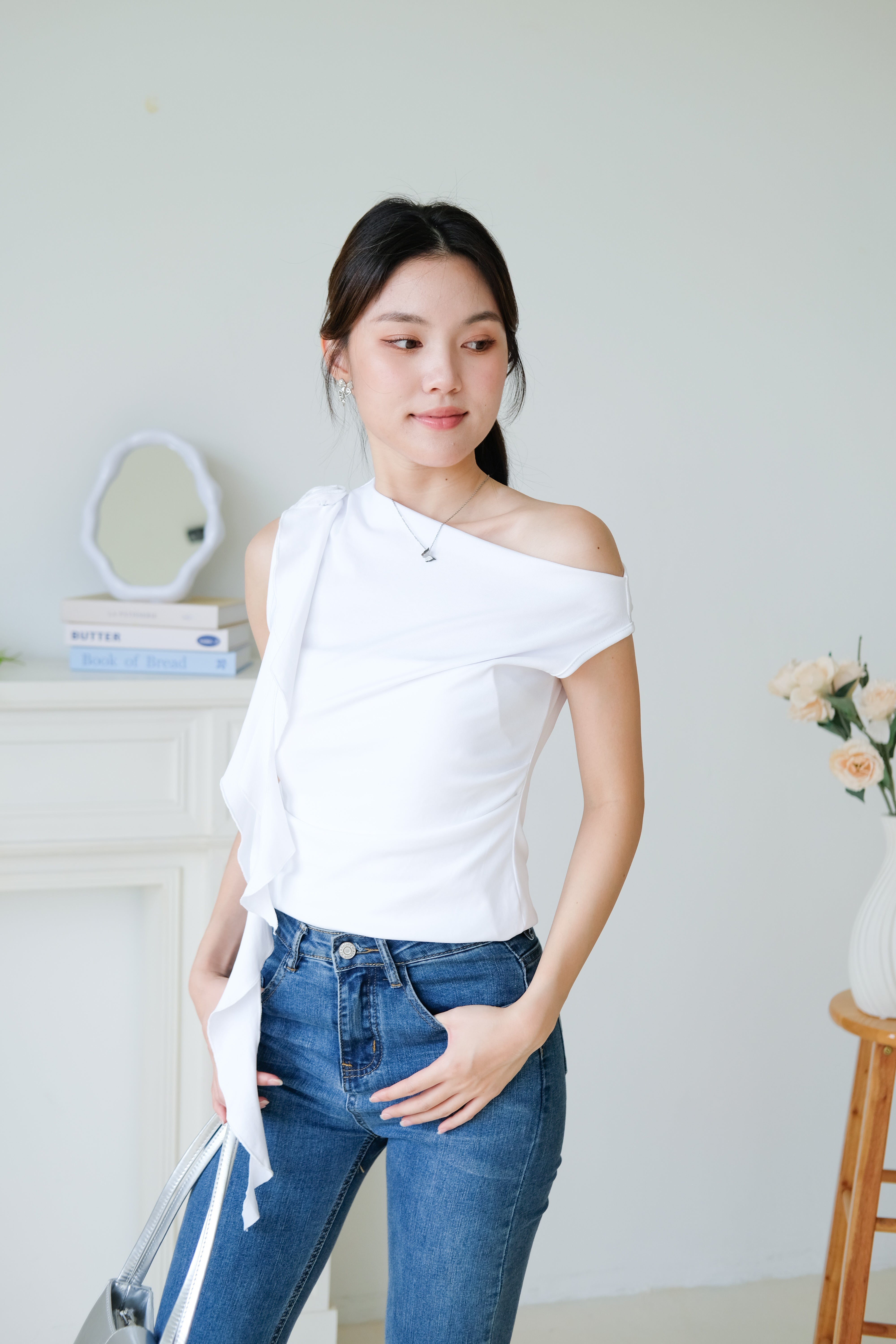 Elora Ruffle Toga Top (White)