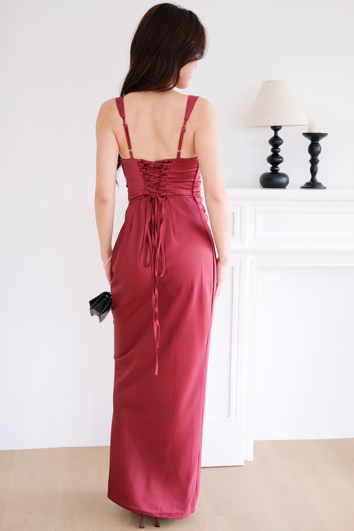Adora Satin Mermaid Maxi Dress (Wine)