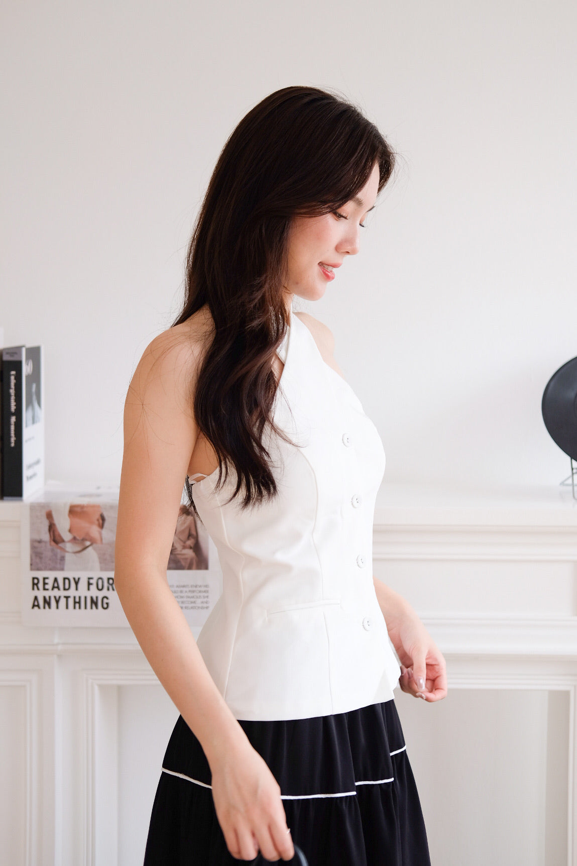 Angie Criss Cross Padded Top (White)
