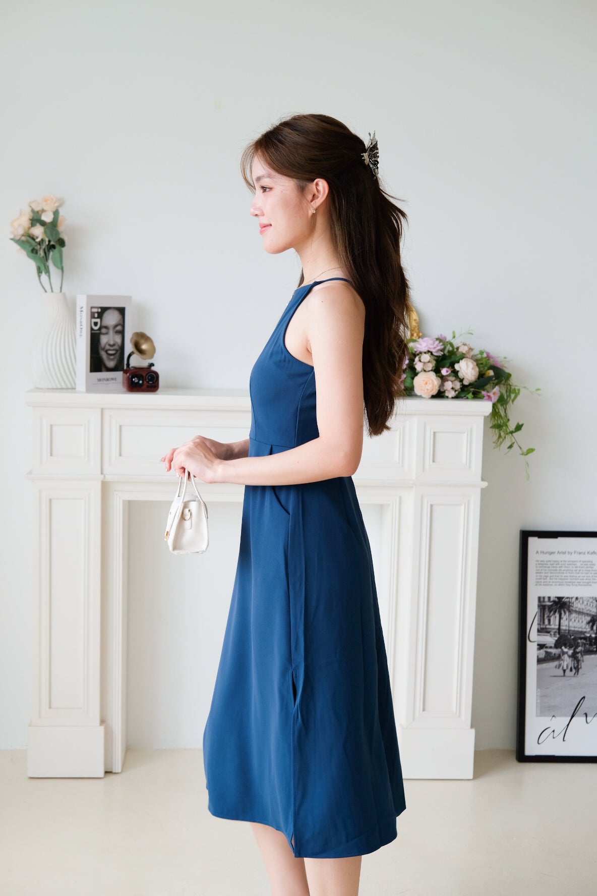 Canice Halter Side Slit Midi Dress (Teal)