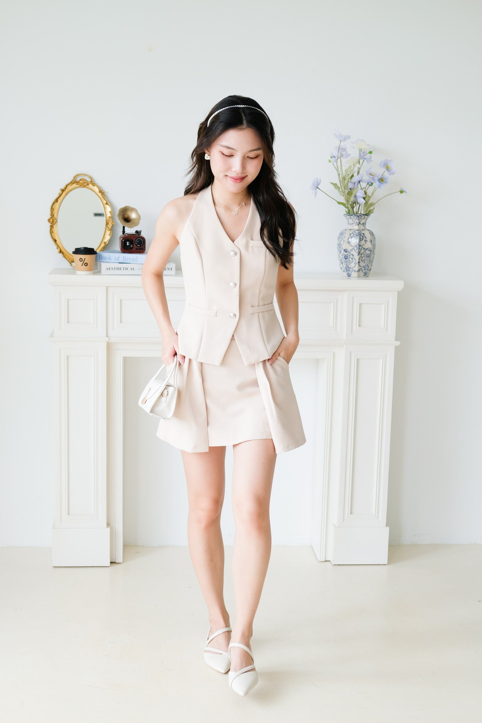 Megan Classic Vest Set (Khaki)