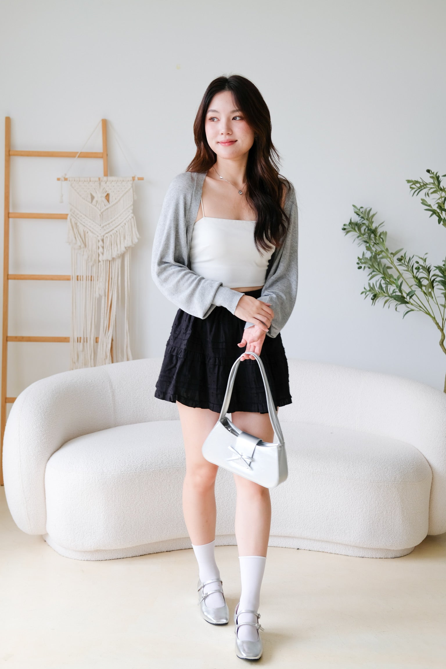 Blaire Bolero Cotton Cardigan (Grey)
