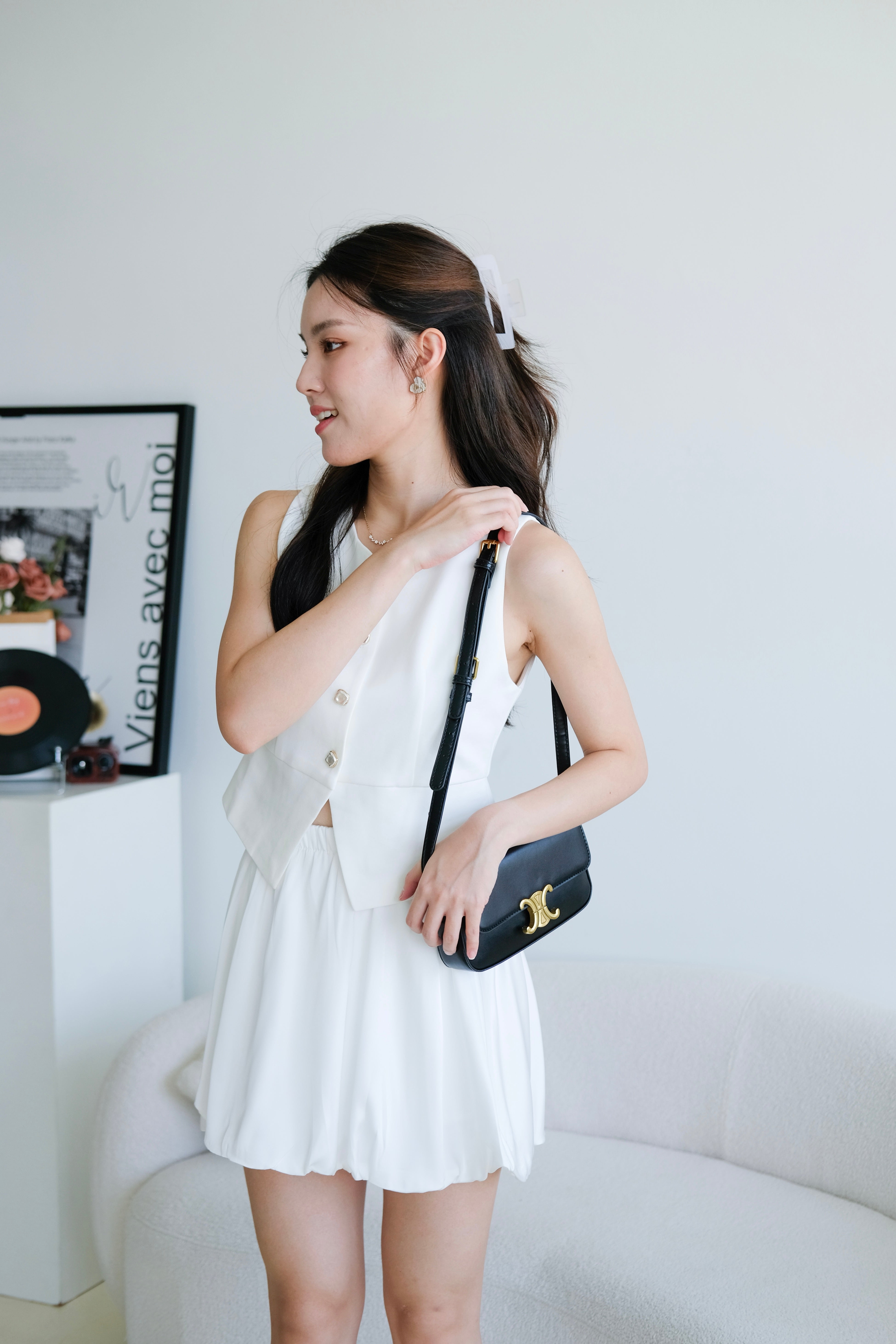 Valerie Round Neck Vest Top (White)