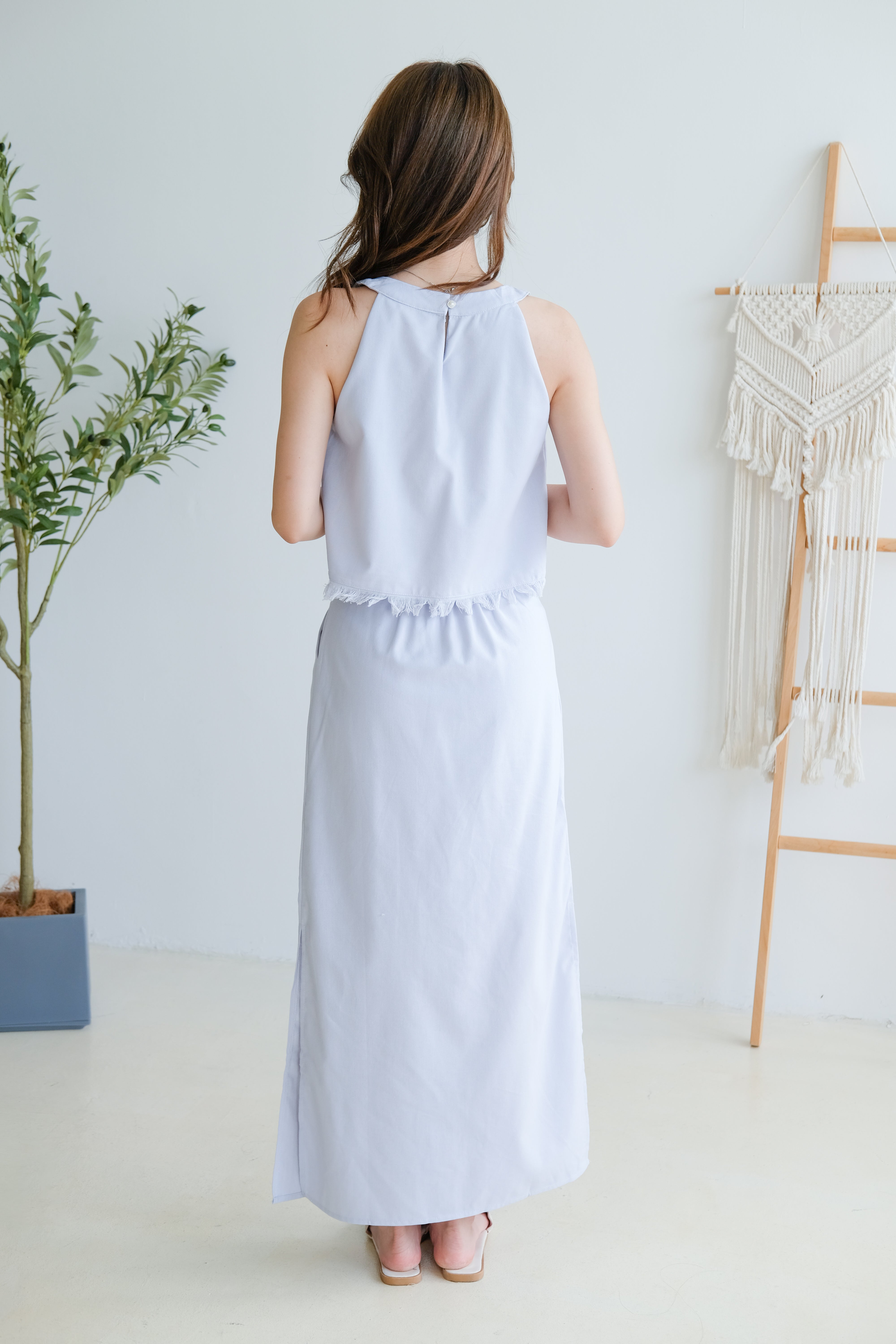 Desiree Vacay Linen Set (Dusty Blue)