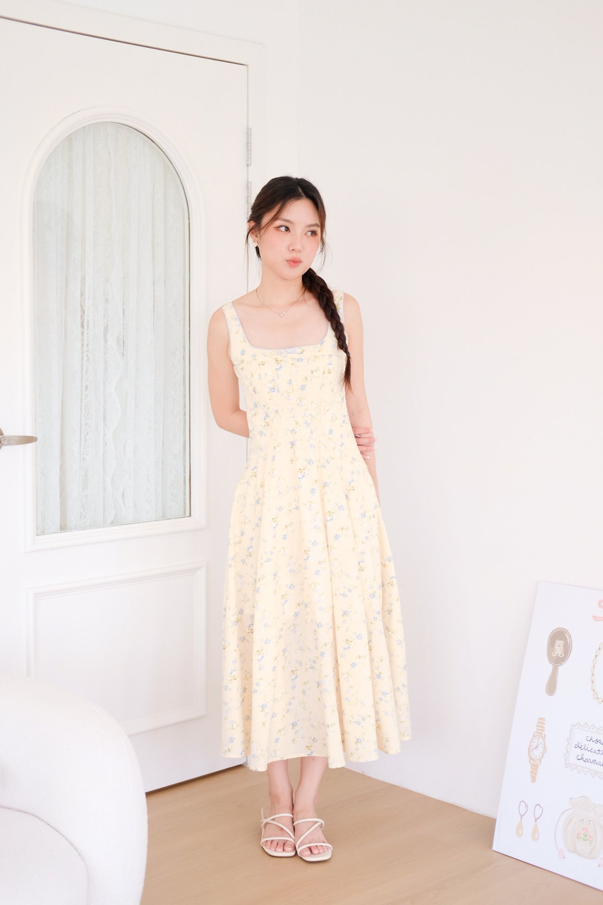 Liselle Corset Garden Maxi Dress (Light Yellow)