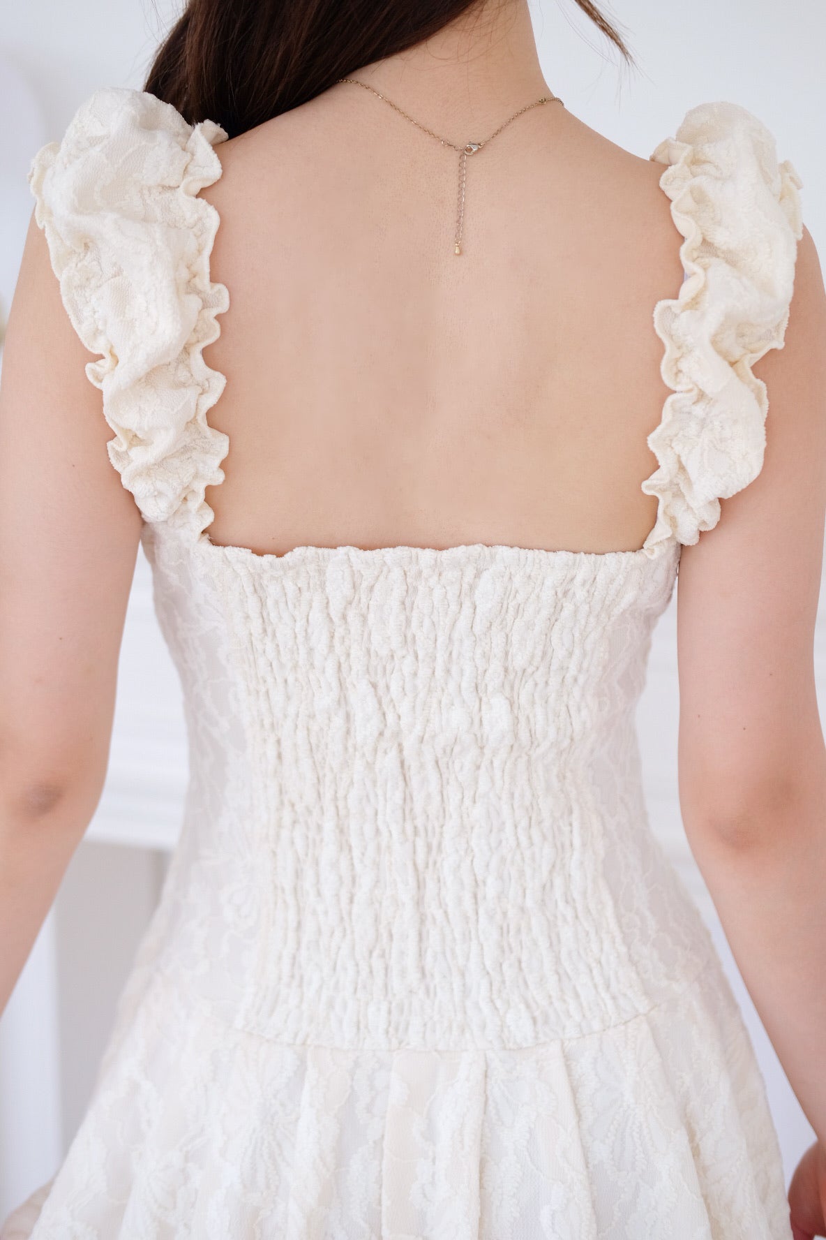 Lovell Lace Ruffle Dress (Cream)
